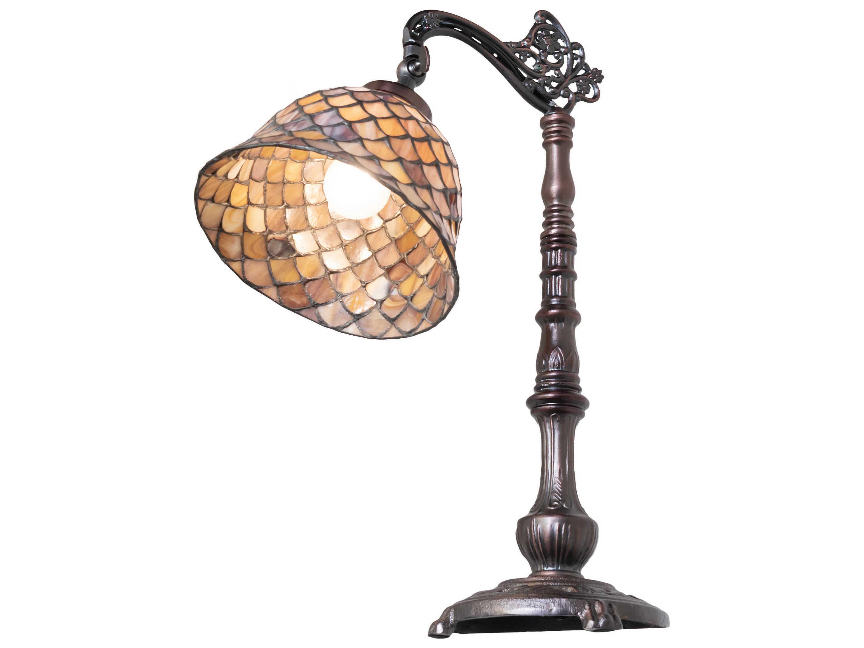 Meyda Tiffany Fishscale Mahogany Bronze Desk Lamp
