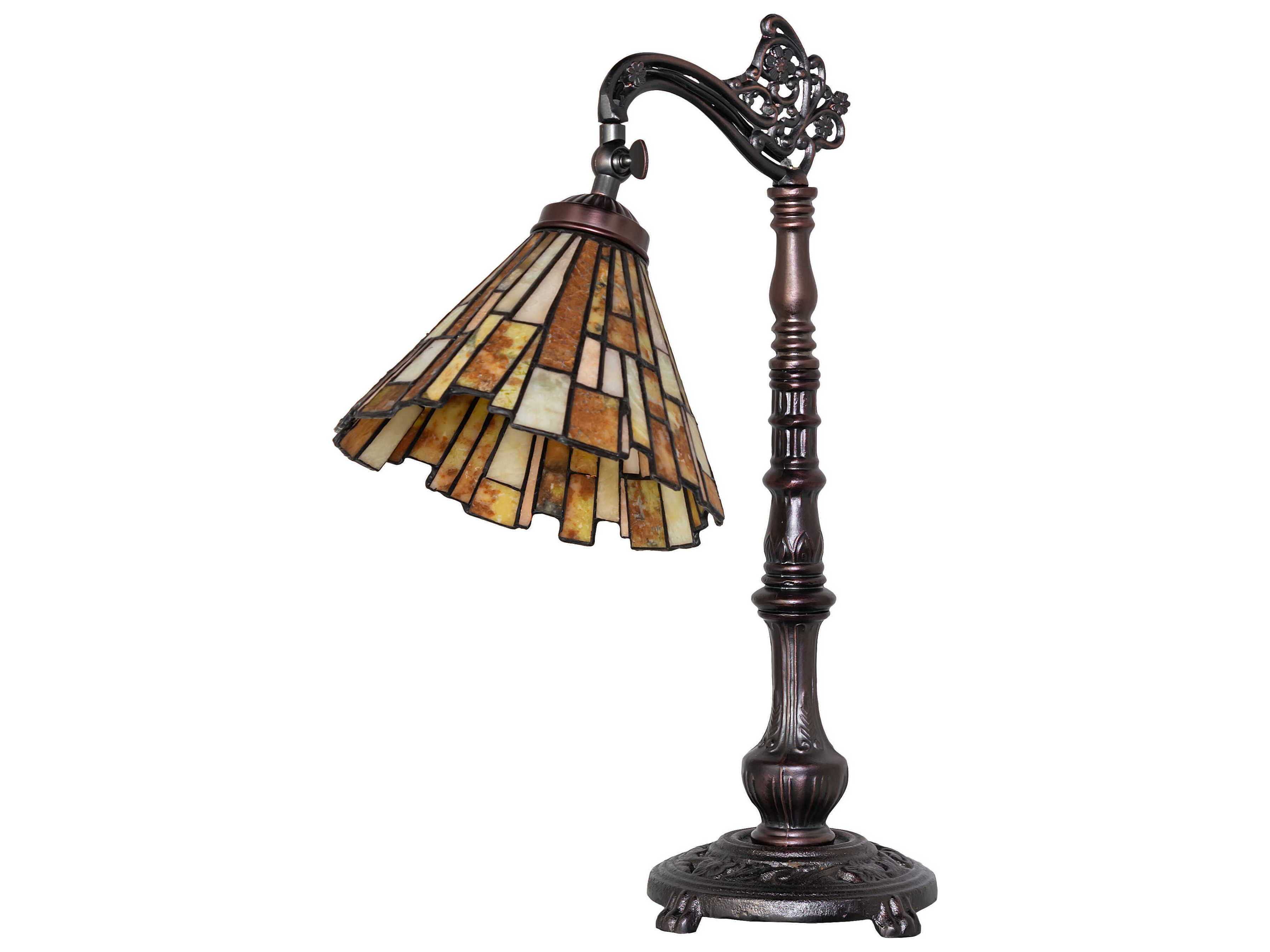 Meyda Delta Jadestone Mahogany Bronze Desk Lamp