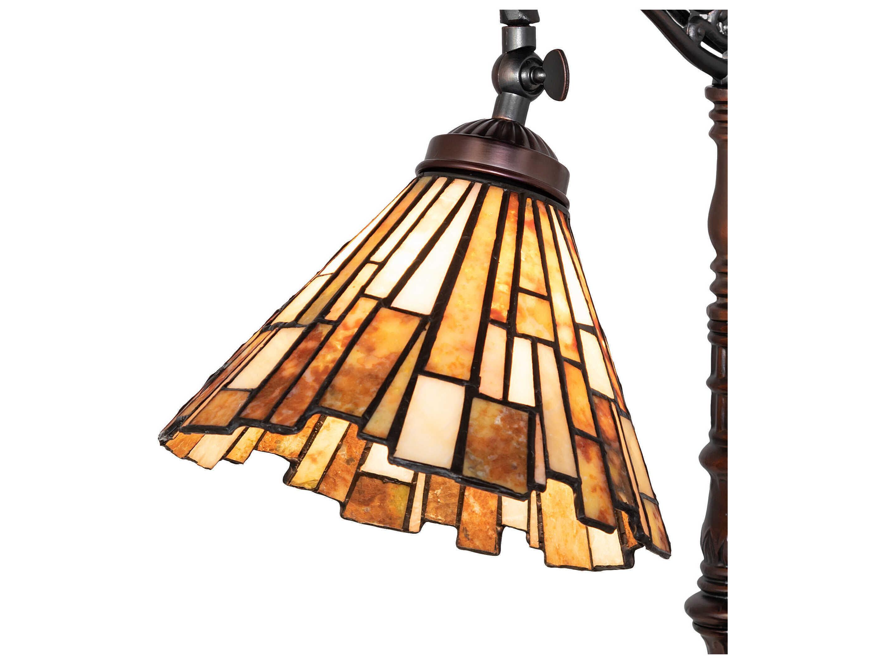 Meyda Delta Jadestone Mahogany Bronze Desk Lamp