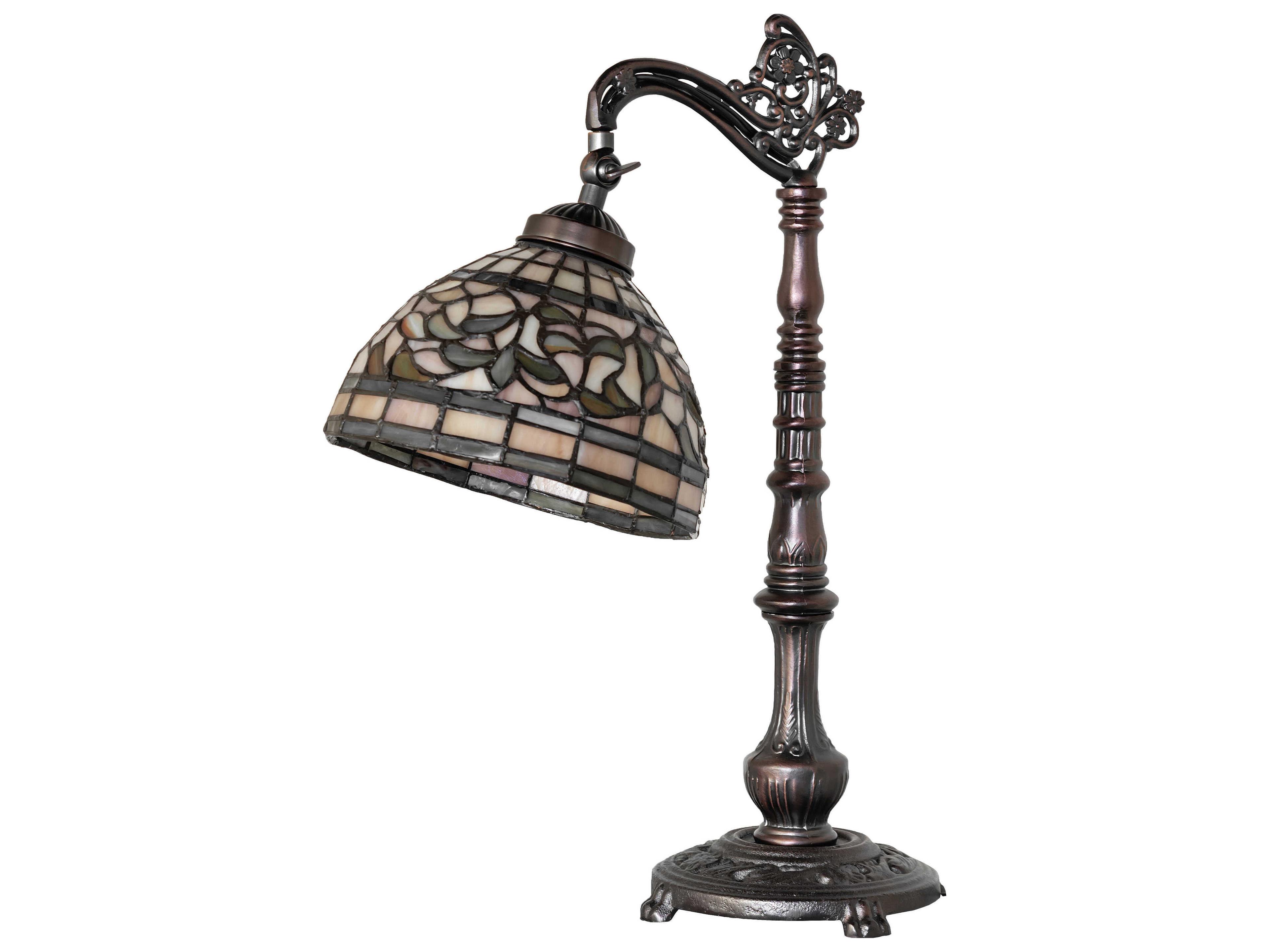 Meyda Tiffany Turning Leaf Mahogany Bronze Desk Lamp