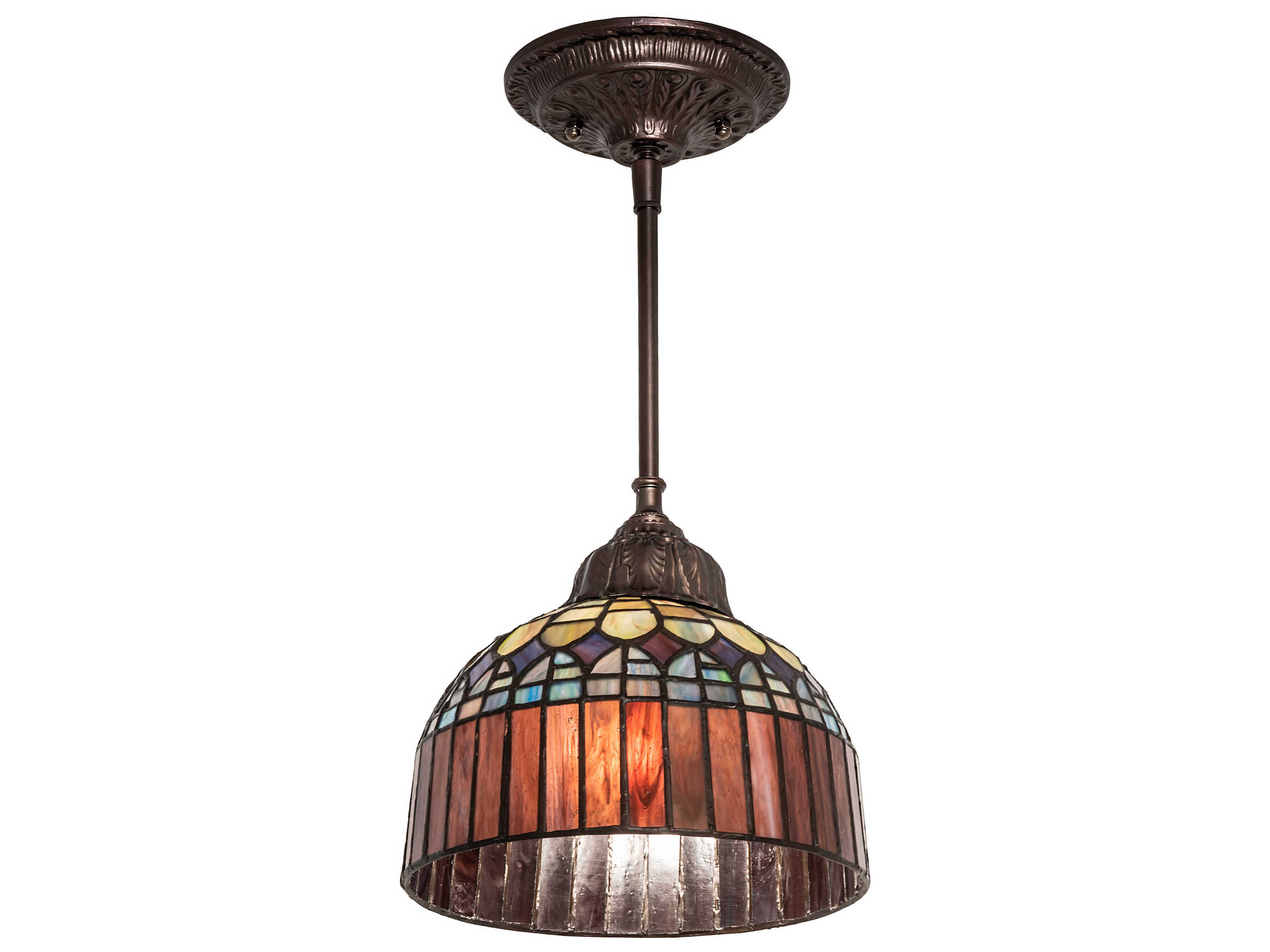 Meyda Tiffany Candice 1-Light Steel Glass Dome Mini Pendant