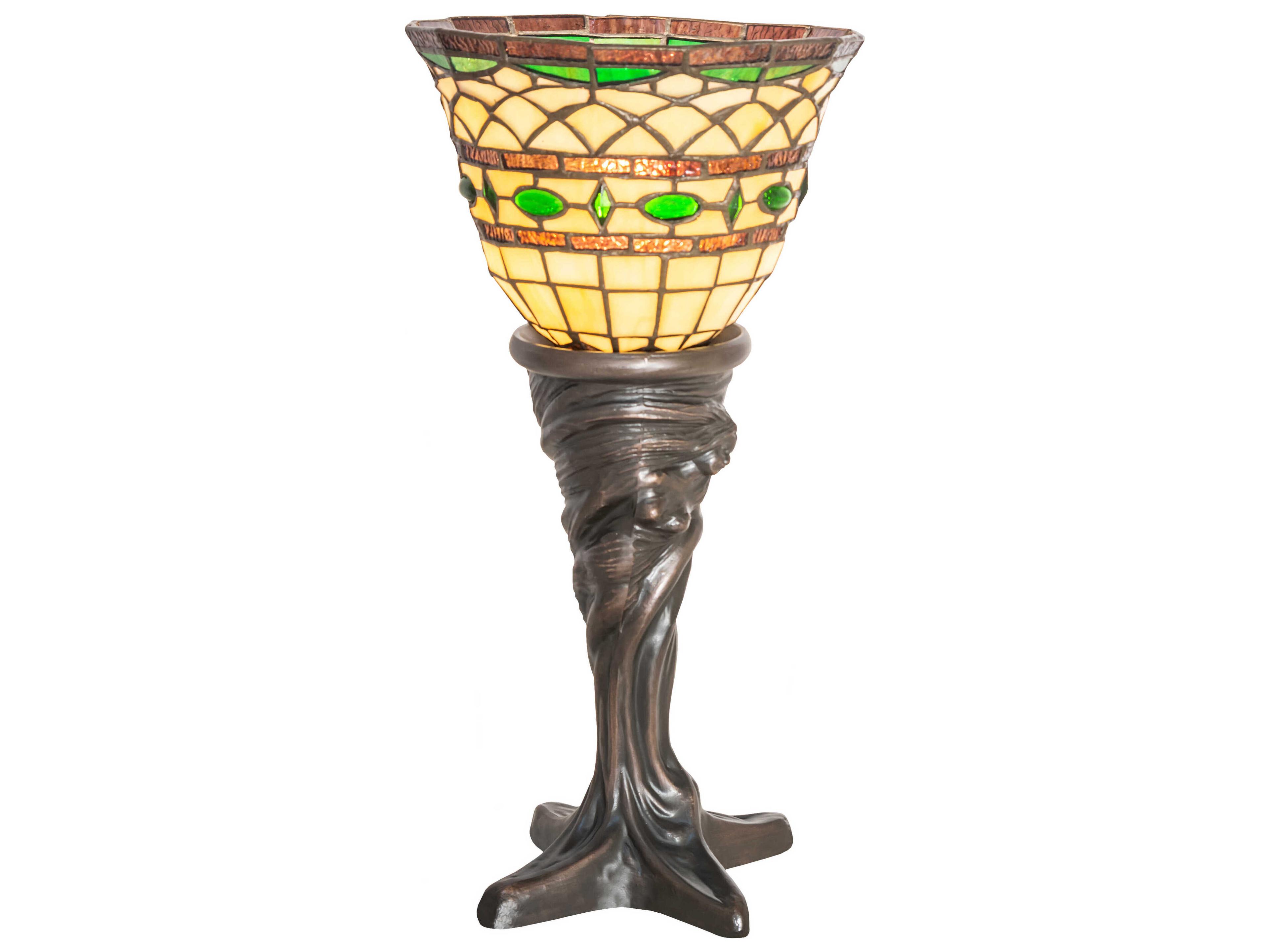 Meyda Tiffany Roman Mahogany Bronze Glass Table Lamp
