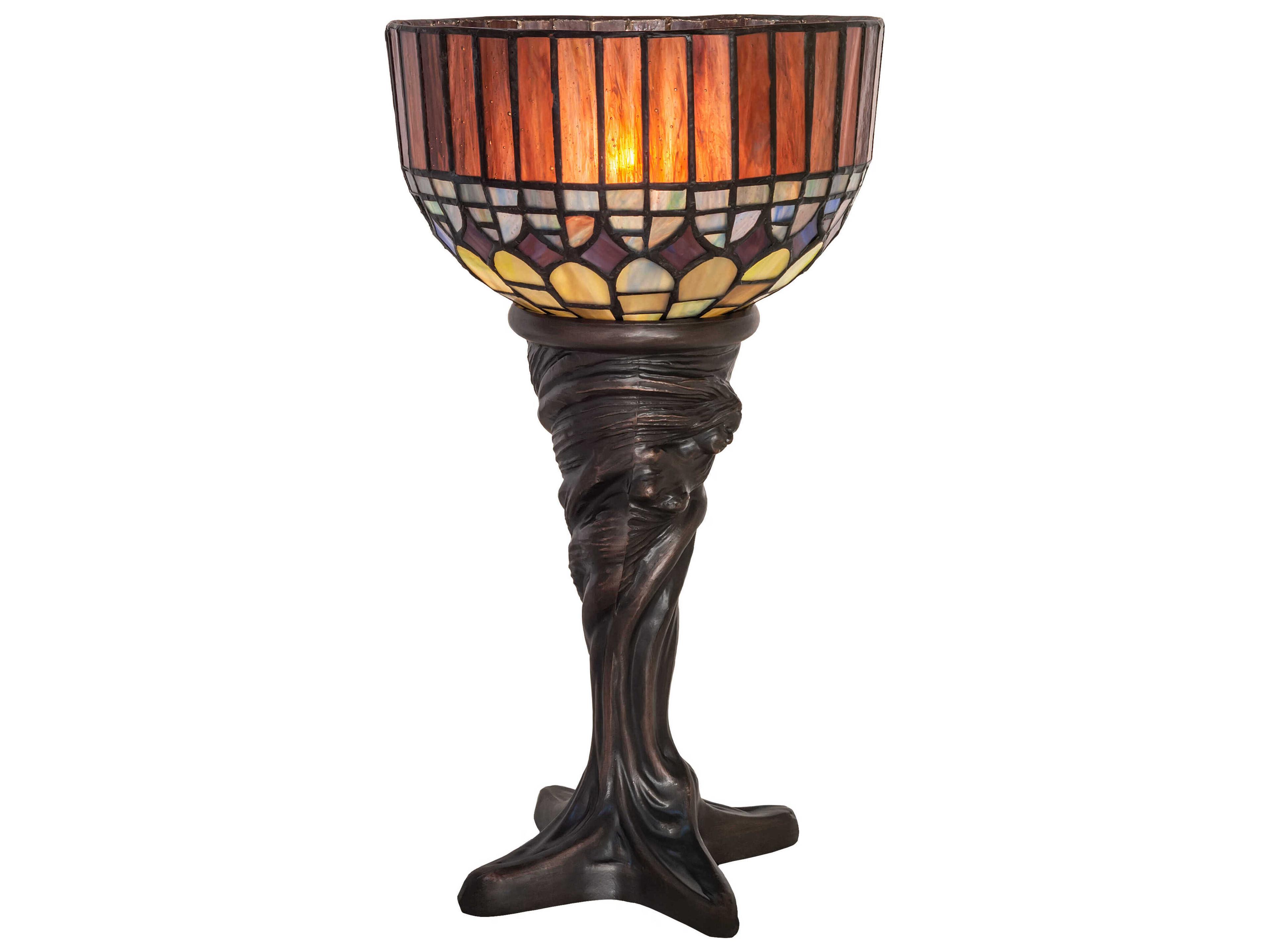 Meyda Tiffany Candice Mahogany Bronze Glass Table Lamp