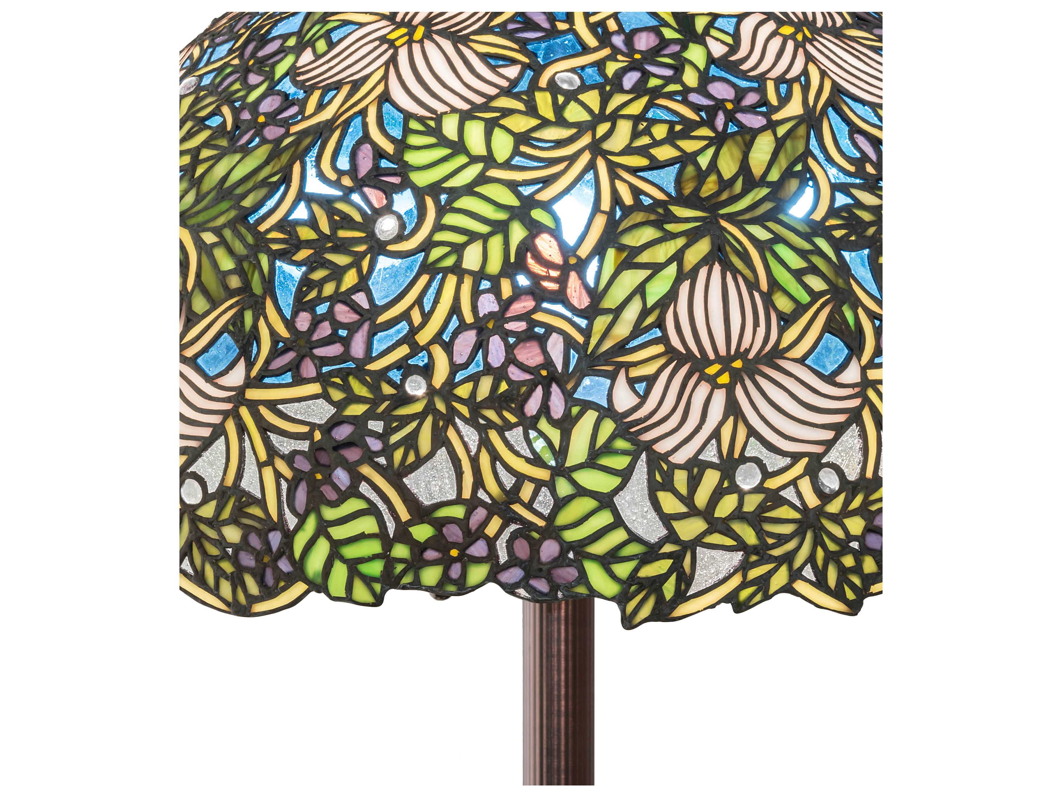Meyda Trillium & Violet Glass Tiffany Mahogany Bronze Floor Lamp