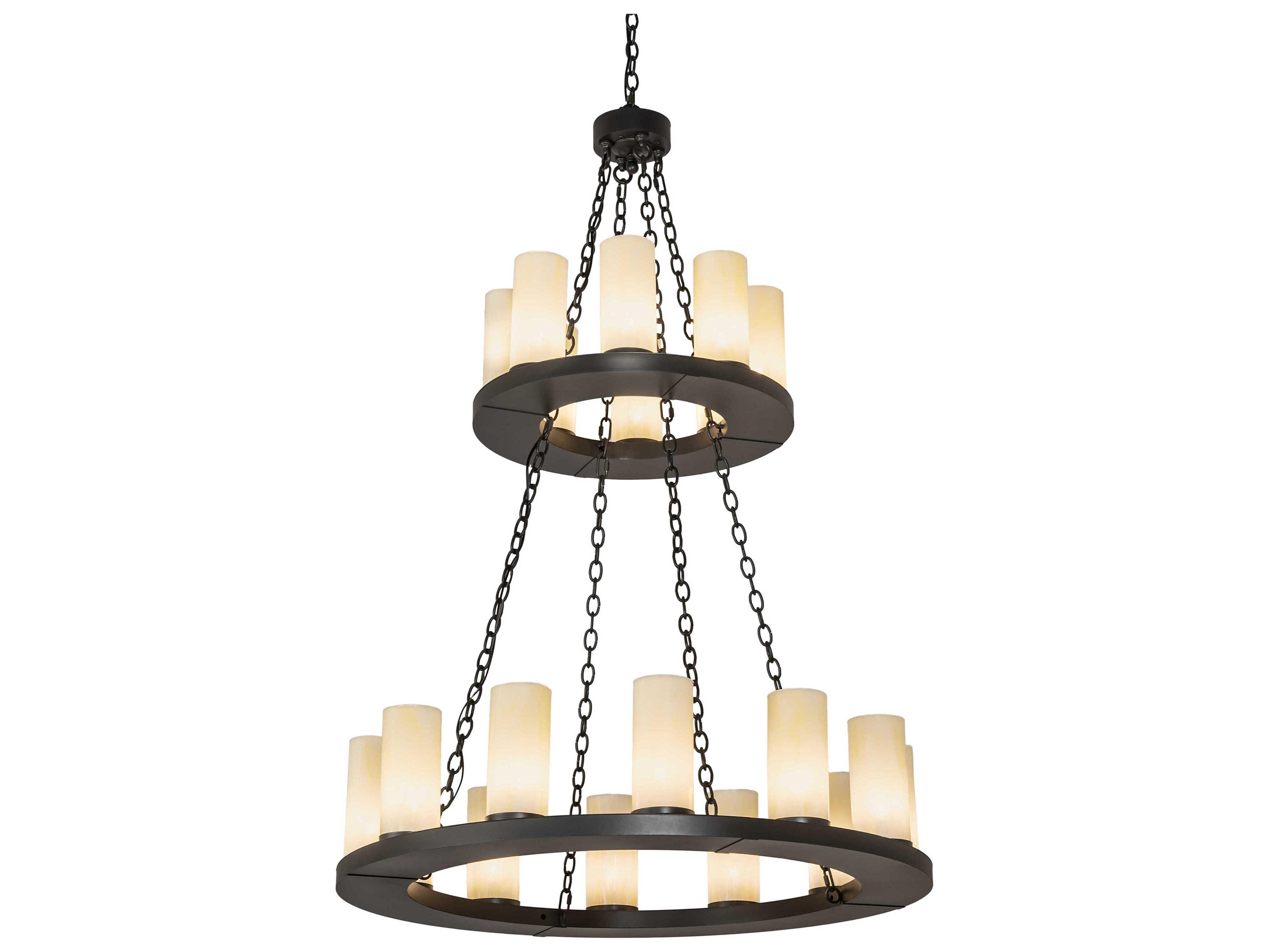 Meyda Loxley 20-Light Wrought Iron Black Cylinder Chandelier