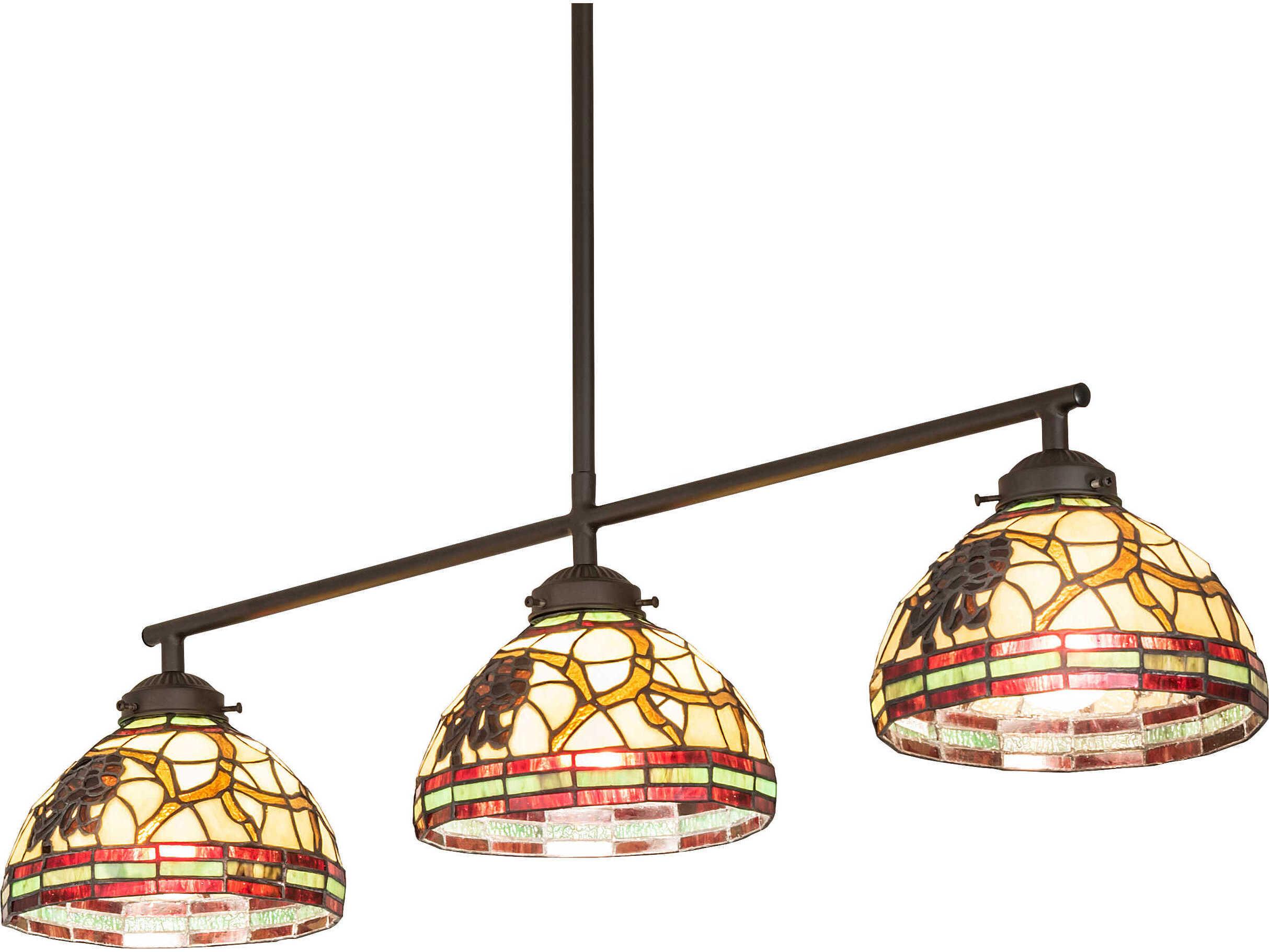 Meyda Pinecone 3-Light Oil Rubbed Bronze Glass Tiffany Dome Island Pendant