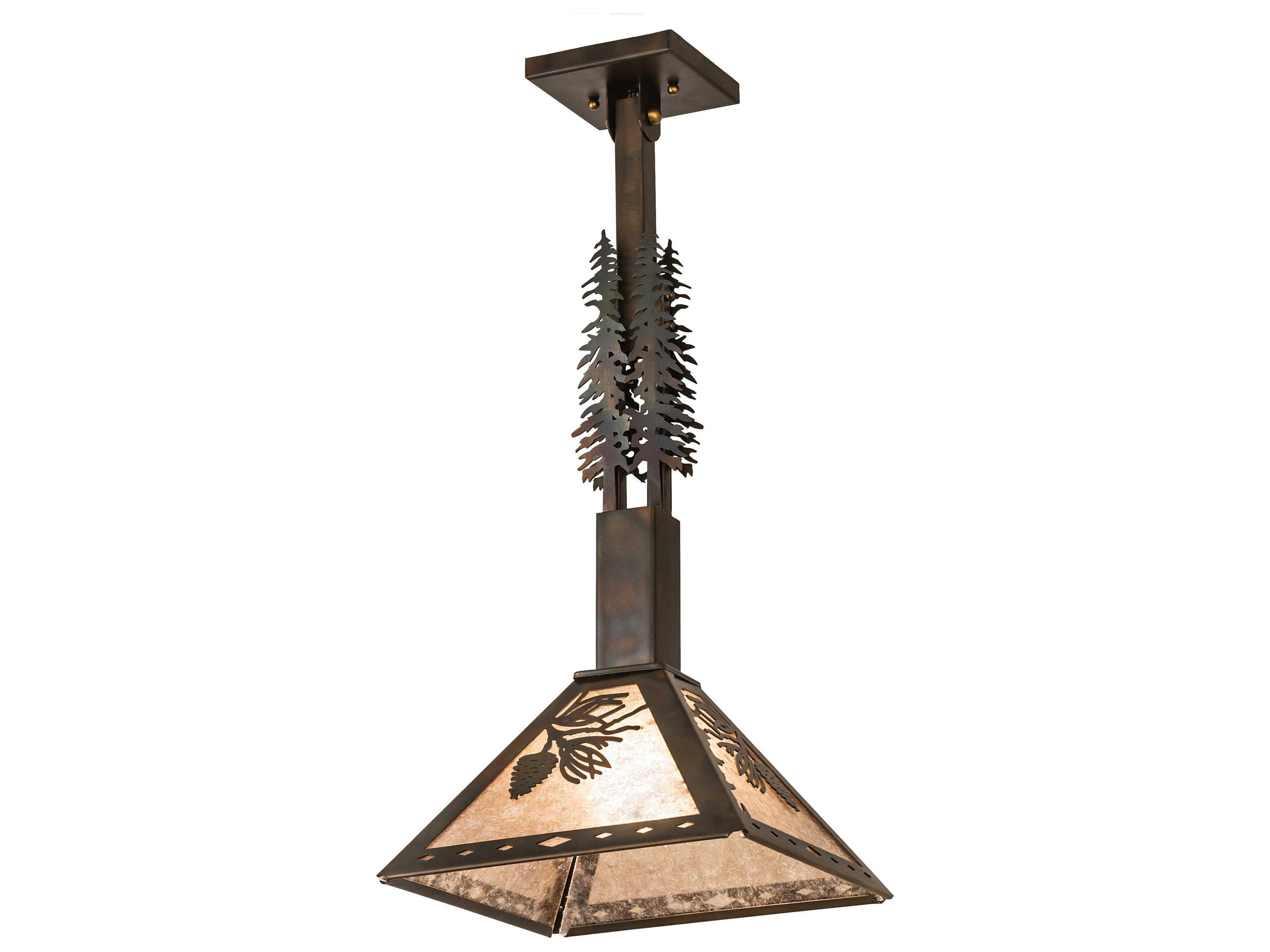 Meyda Winter Pine 1-Light Antique Copper Glass Empire Pendant