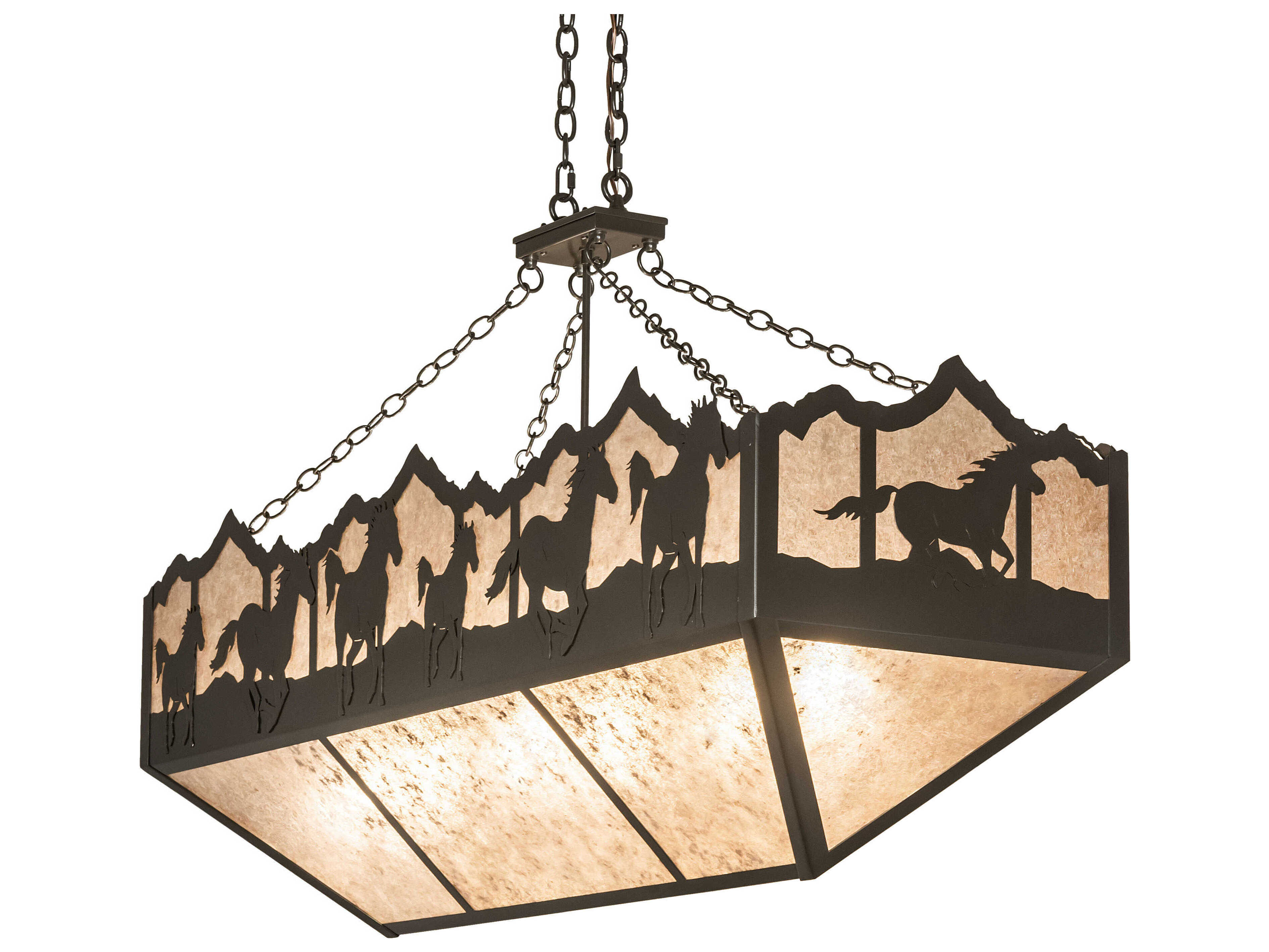 Meyda Running Horse 6-Light Timeless Bronze Glass Island Pendant