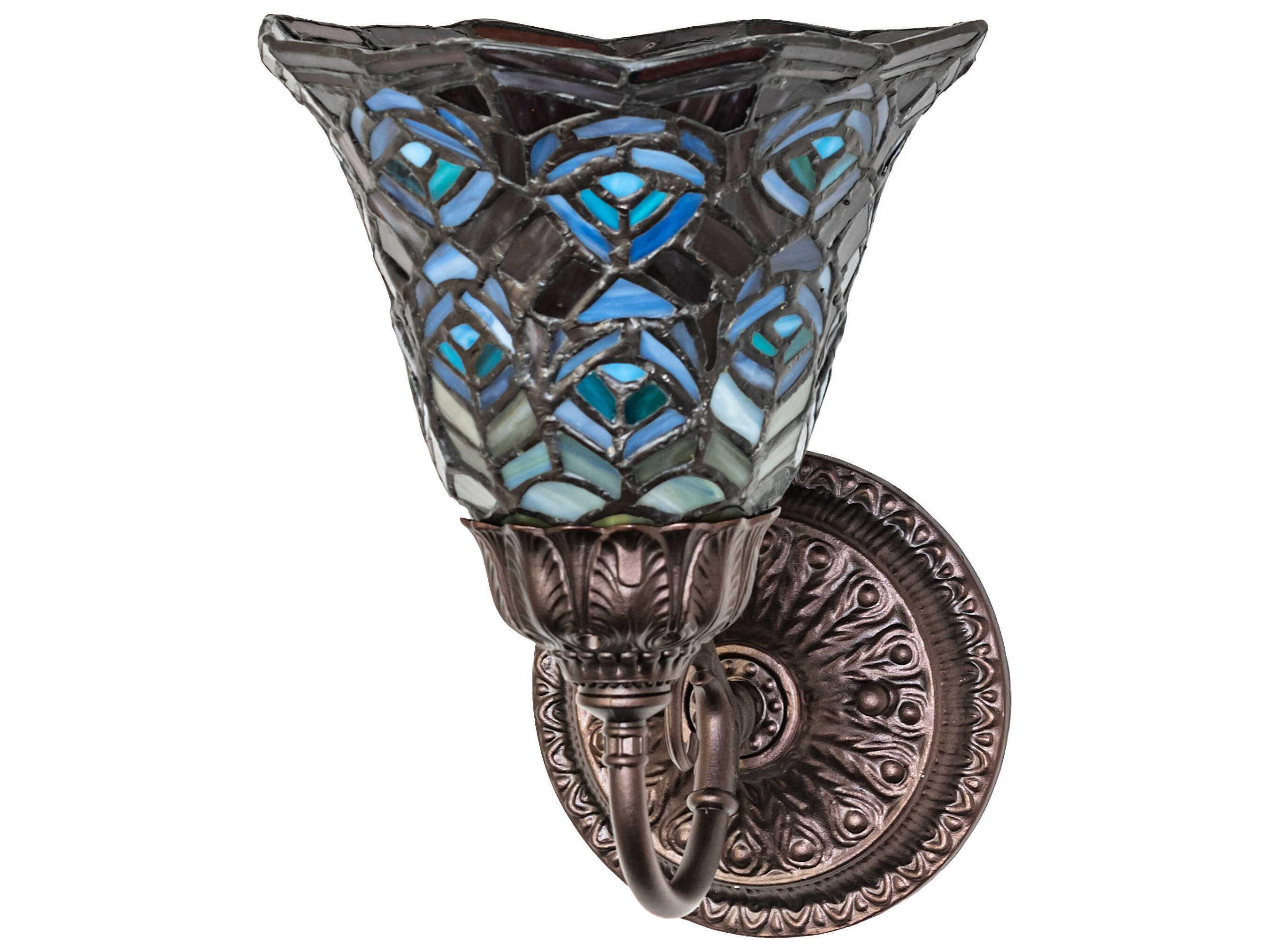 Meyda Tiffany Peacock Feather 1-Light Mahogany Bronze Traditional Wall Sconce