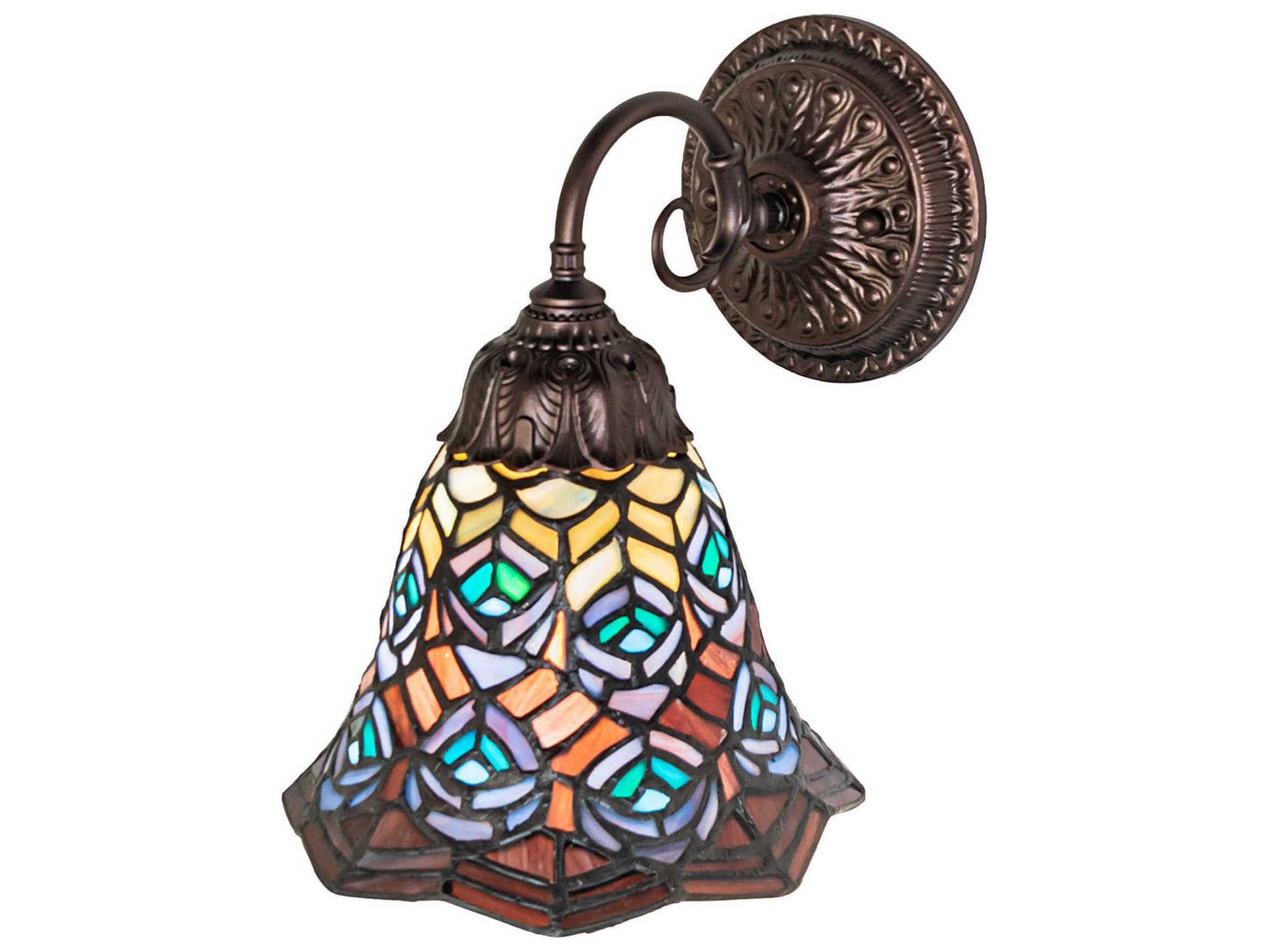 Meyda Tiffany Peacock Feather 1-Light Mahogany Bronze Traditional Wall Sconce