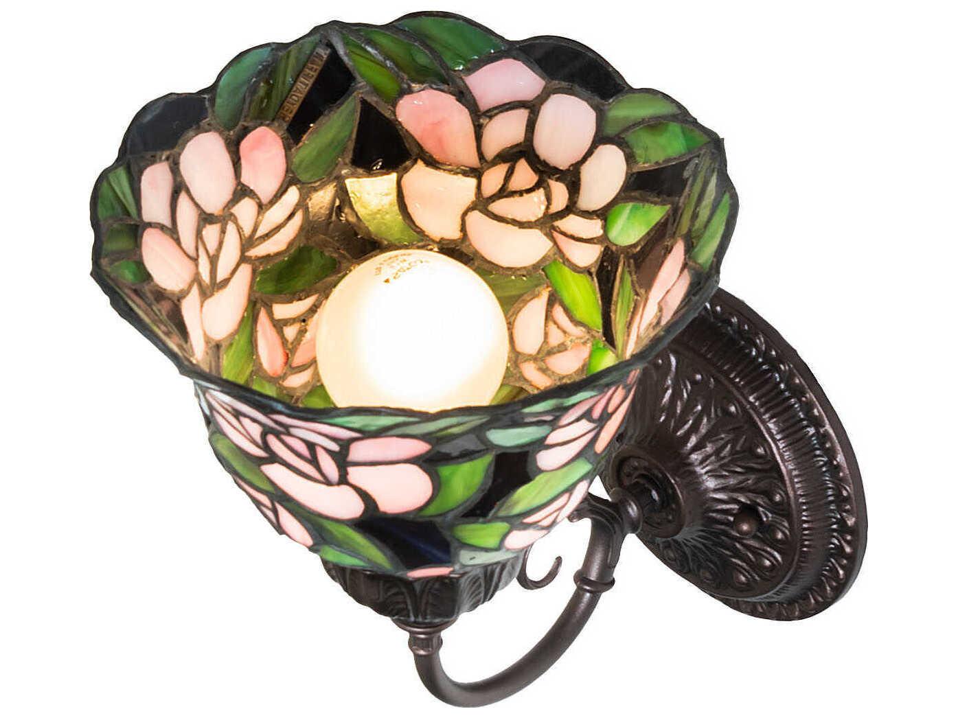 Meyda Begonia 1-Light Mahogany Bronze Traditional Wall Sconce