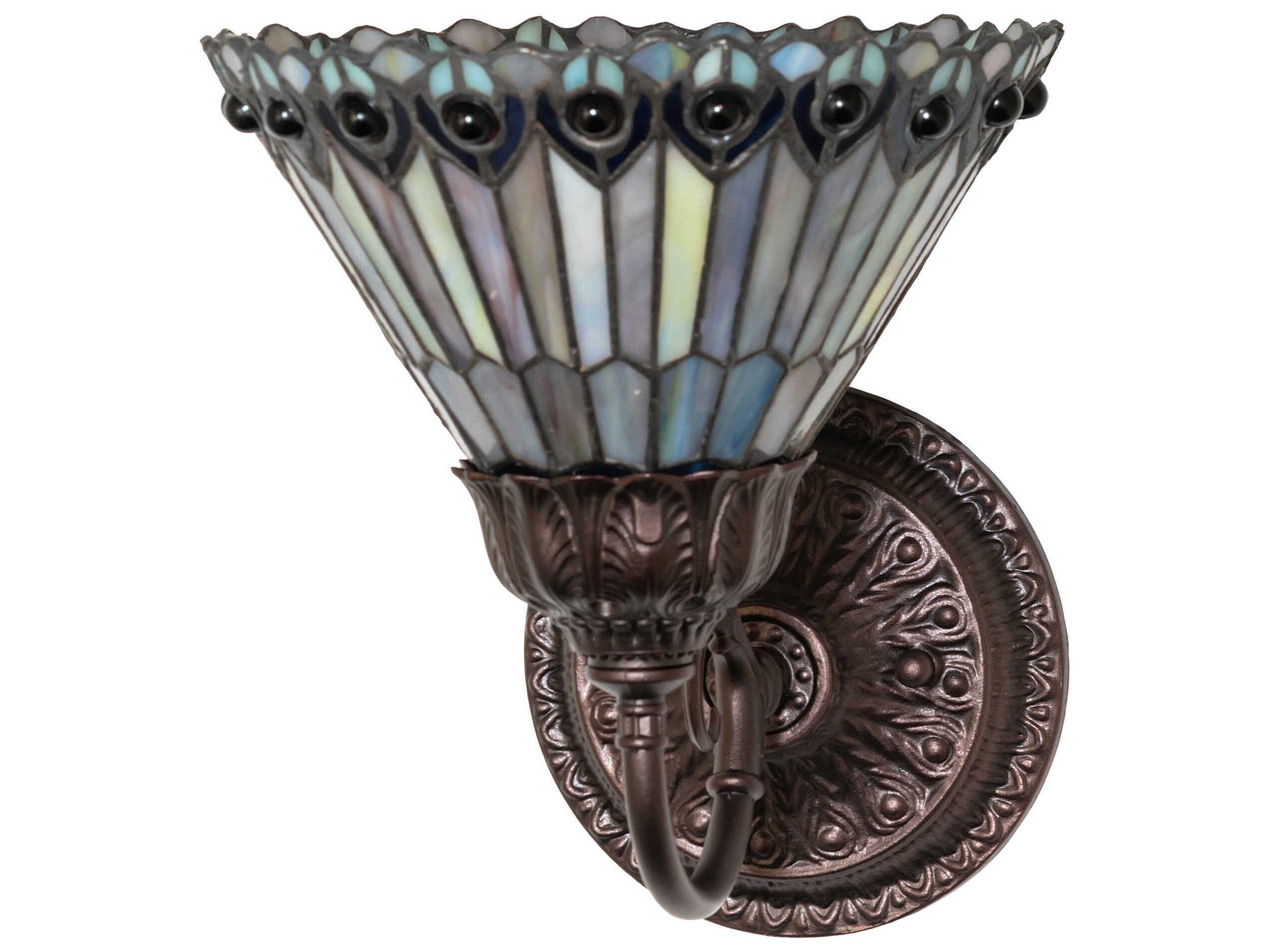 Meyda Tiffany Jeweled Peacock 1-Light Mahogany Bronze Traditional Wall Sconce