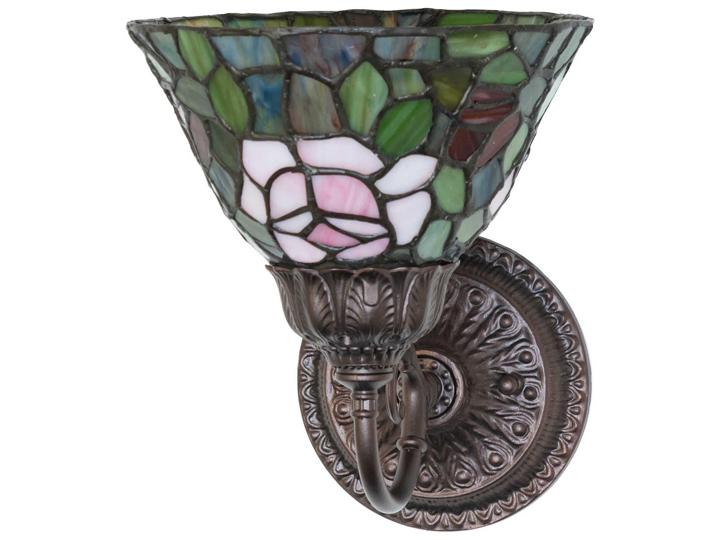 Meyda Tiffany Rosebush 1-Light Mahogany Bronze Traditional Wall Sconce