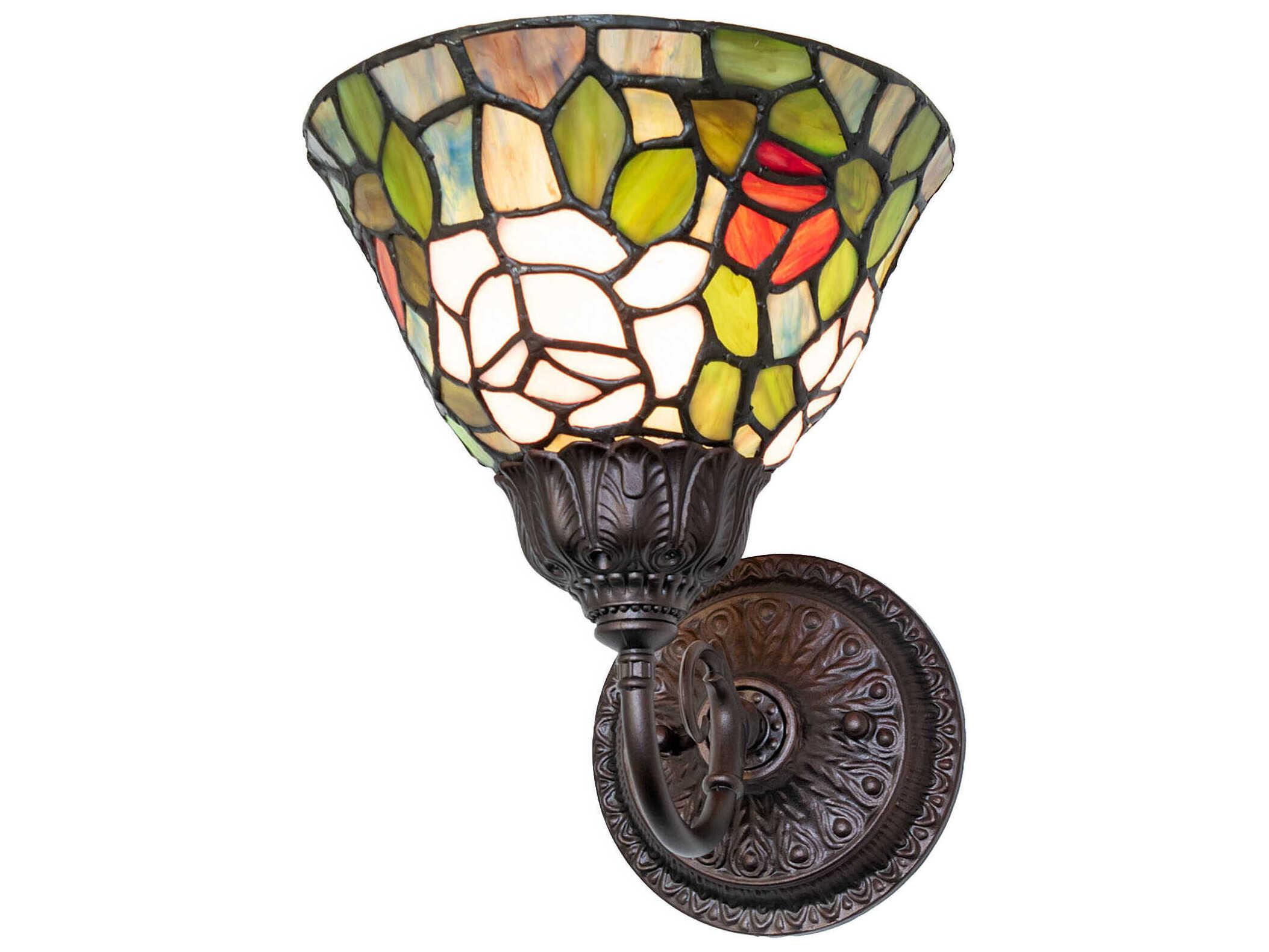 Meyda Tiffany Rosebush 1-Light Mahogany Bronze Traditional Wall Sconce