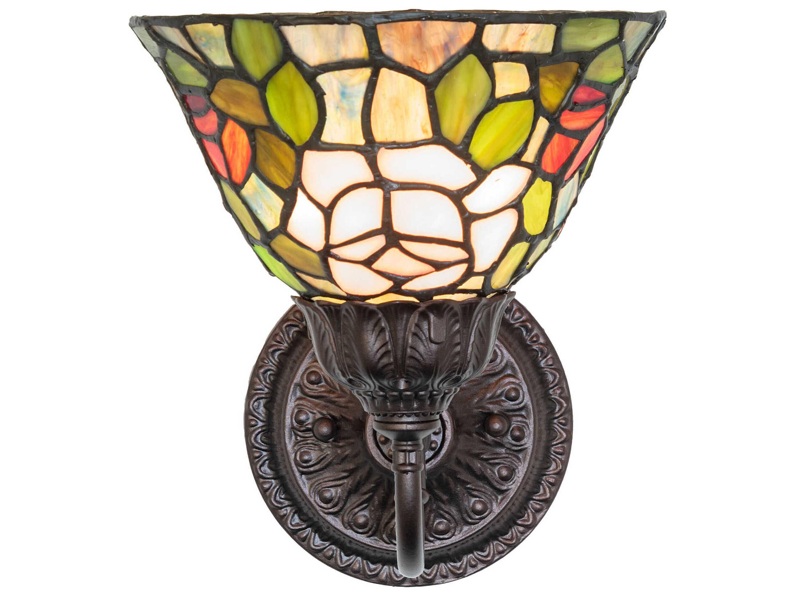 Meyda Tiffany Rosebush 1-Light Mahogany Bronze Traditional Wall Sconce