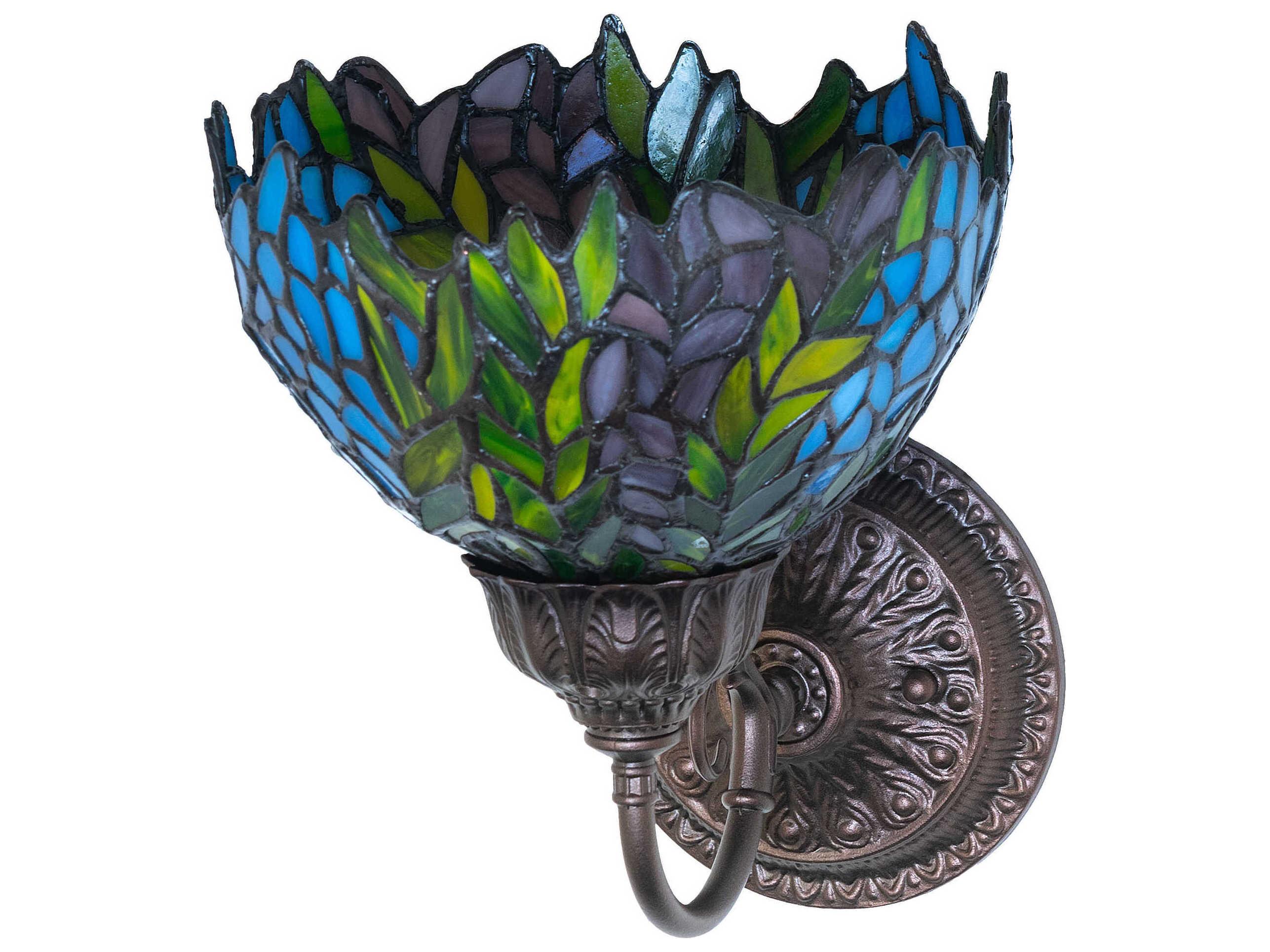 Meyda Tiffany Honey Locust 1-Light Mahogany Bronze Traditional Wall Sconce