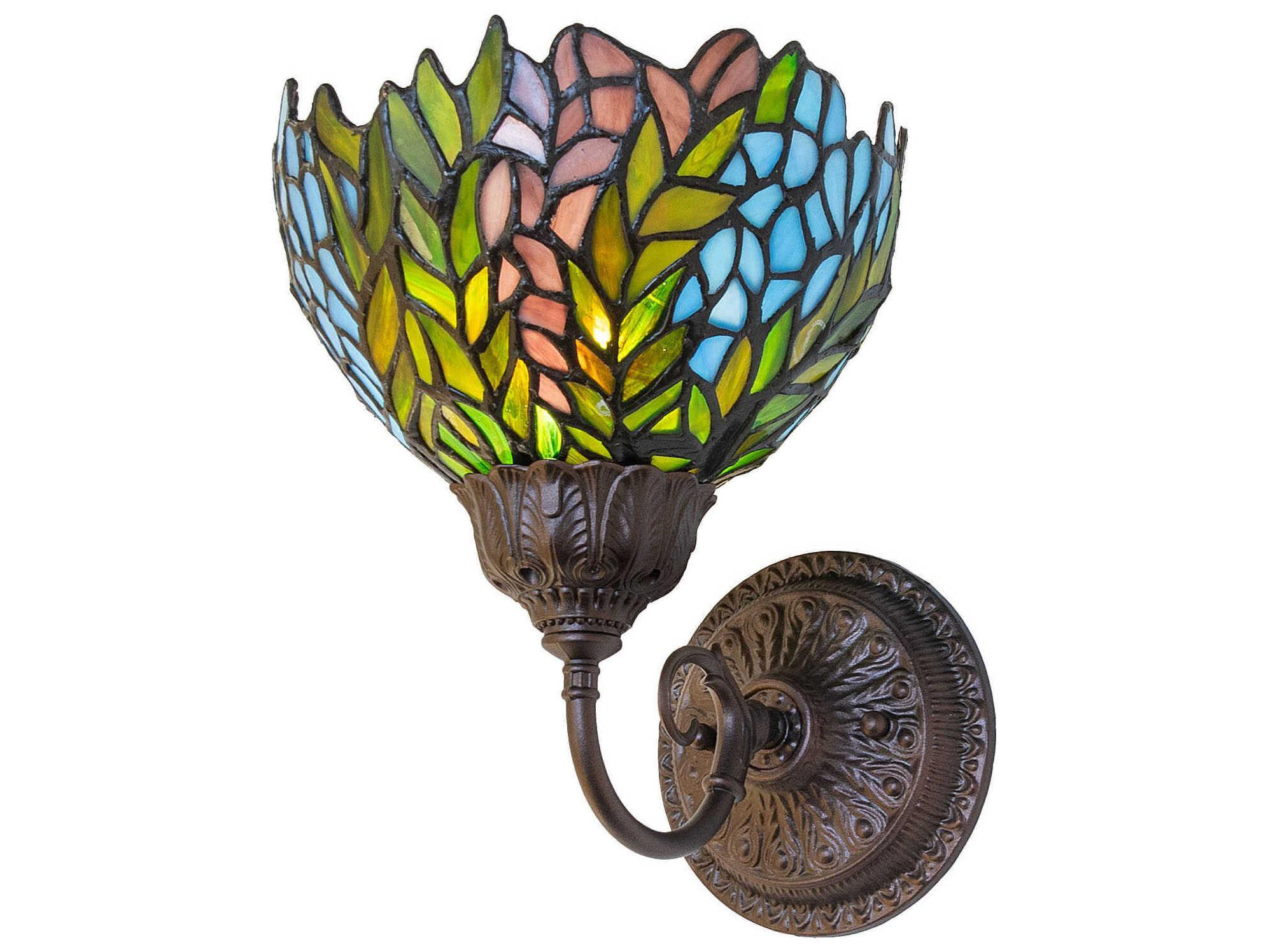 Meyda Tiffany Honey Locust 1-Light Mahogany Bronze Traditional Wall Sconce