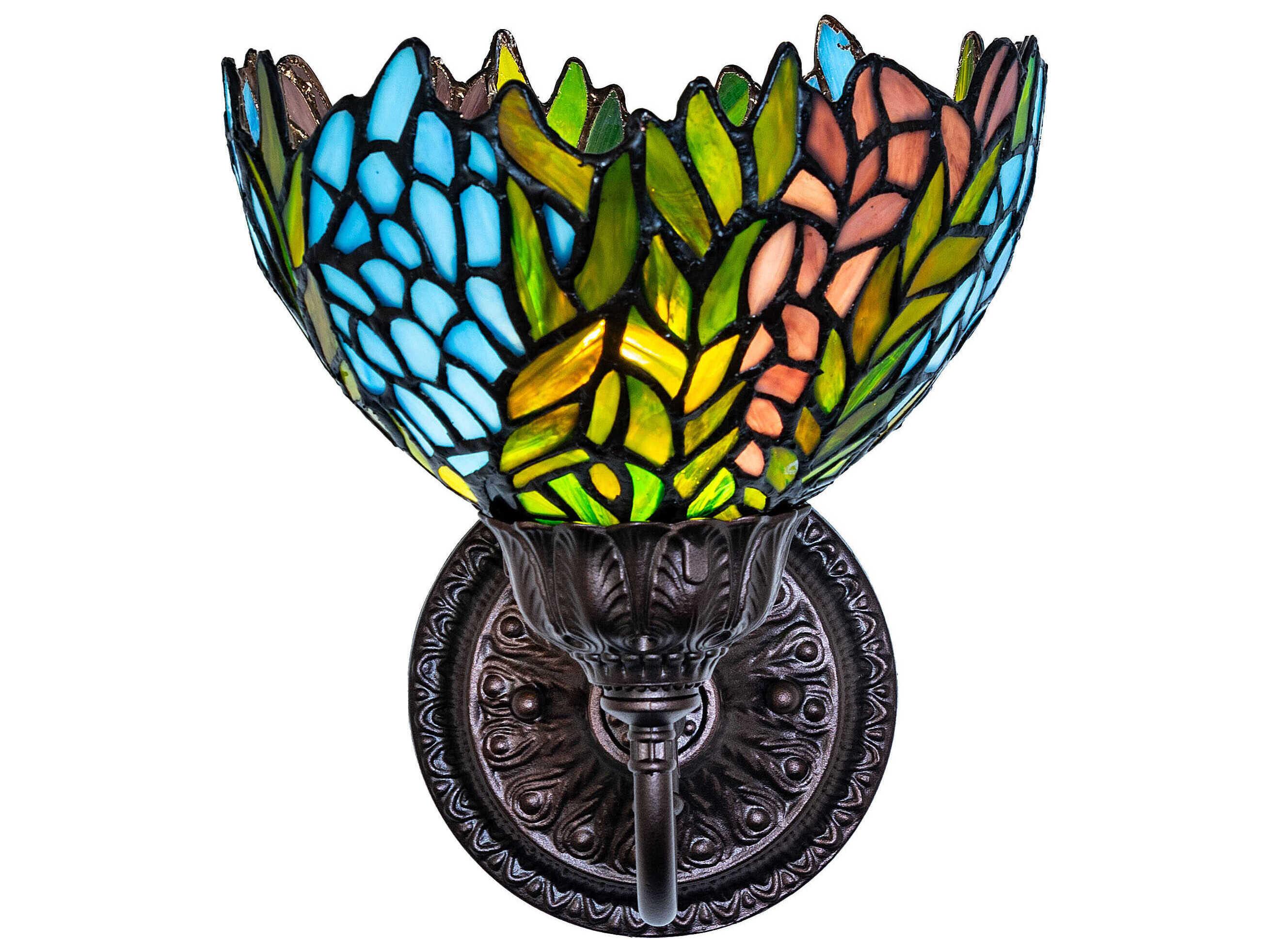 Meyda Tiffany Honey Locust 1-Light Mahogany Bronze Traditional Wall Sconce