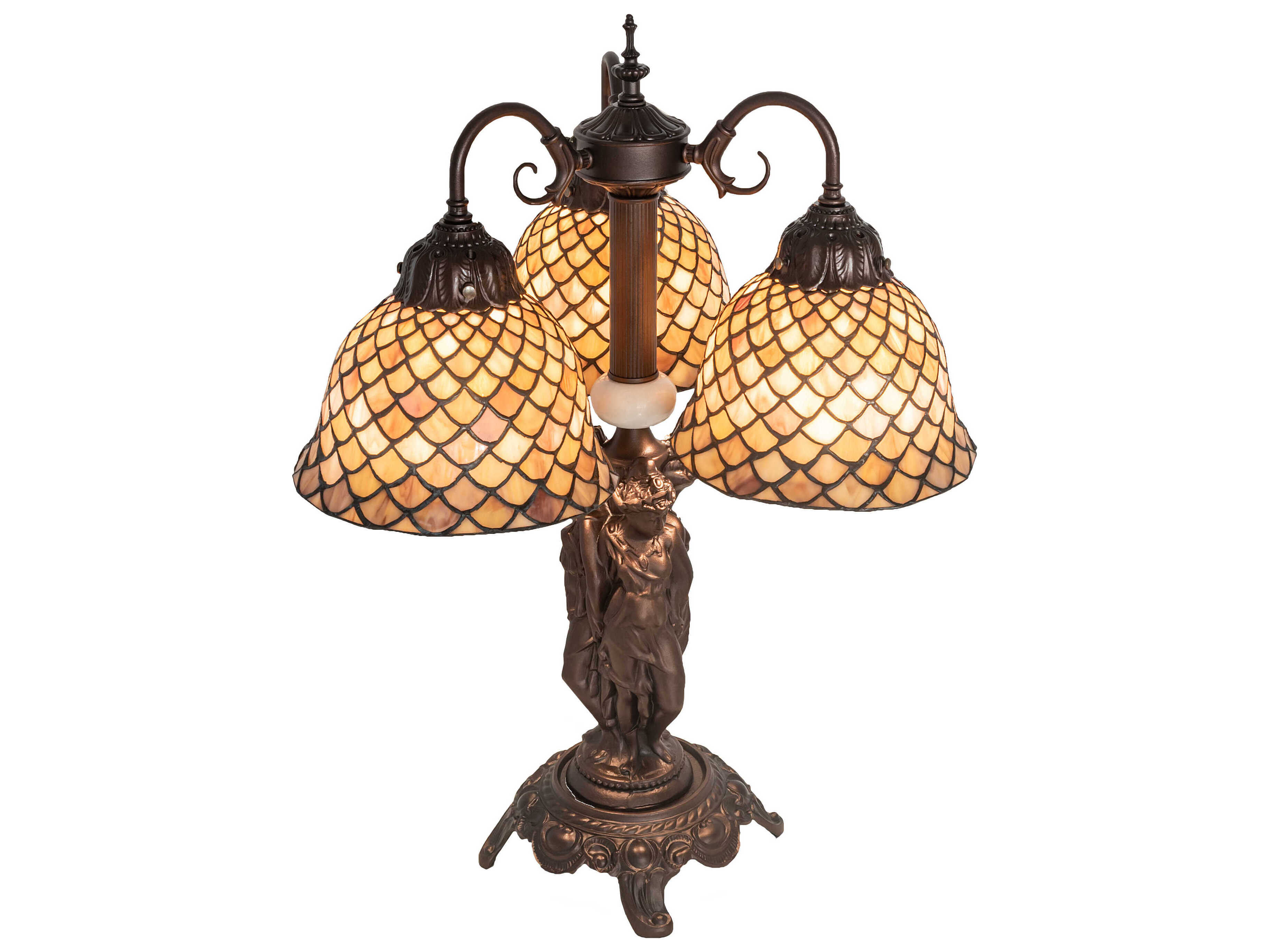 Meyda Tiffany Fishscale Mahogany Bronze Glass Table Lamp