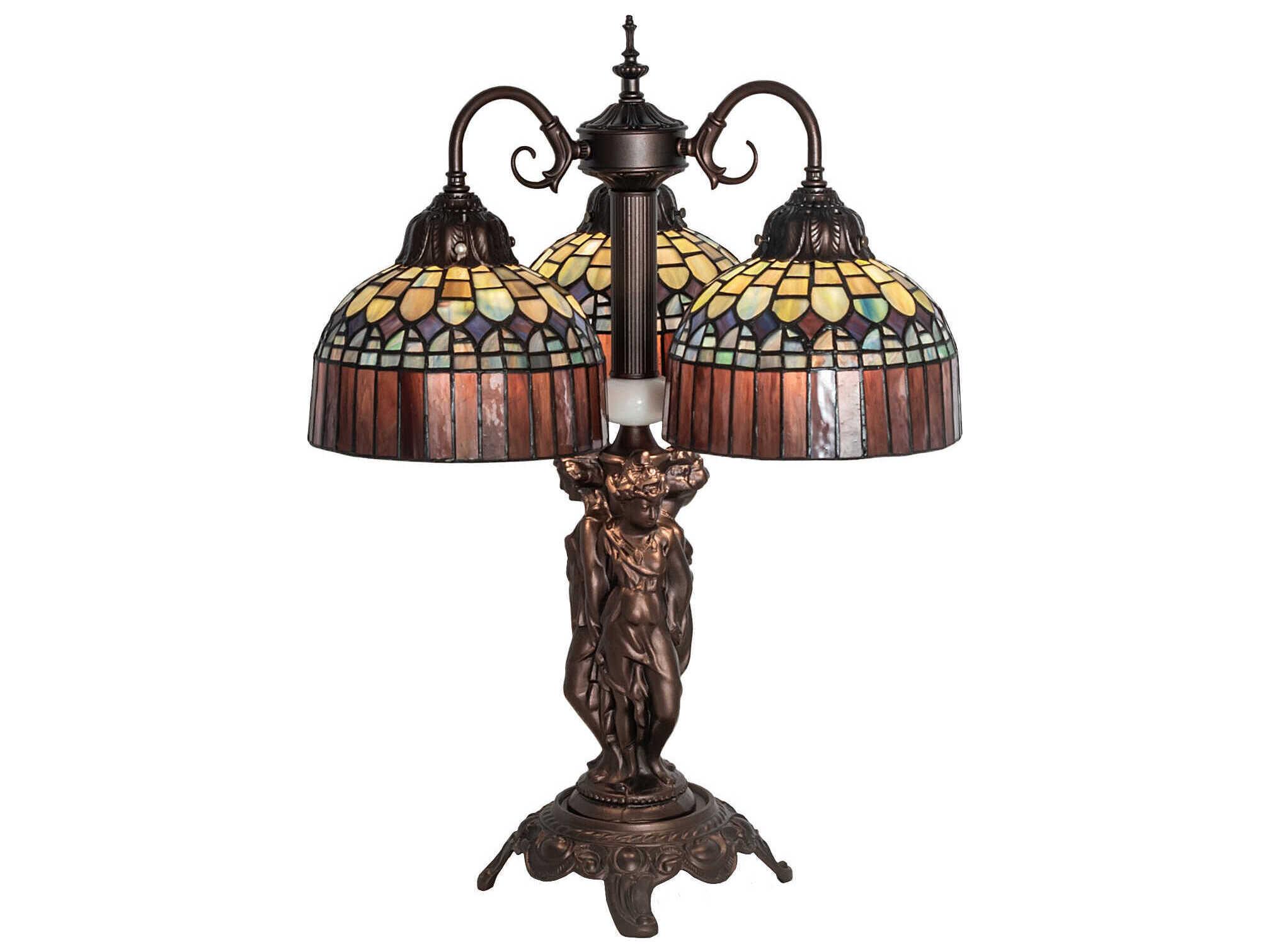 Meyda Tiffany Candice Mahogany Bronze Glass Table Lamp