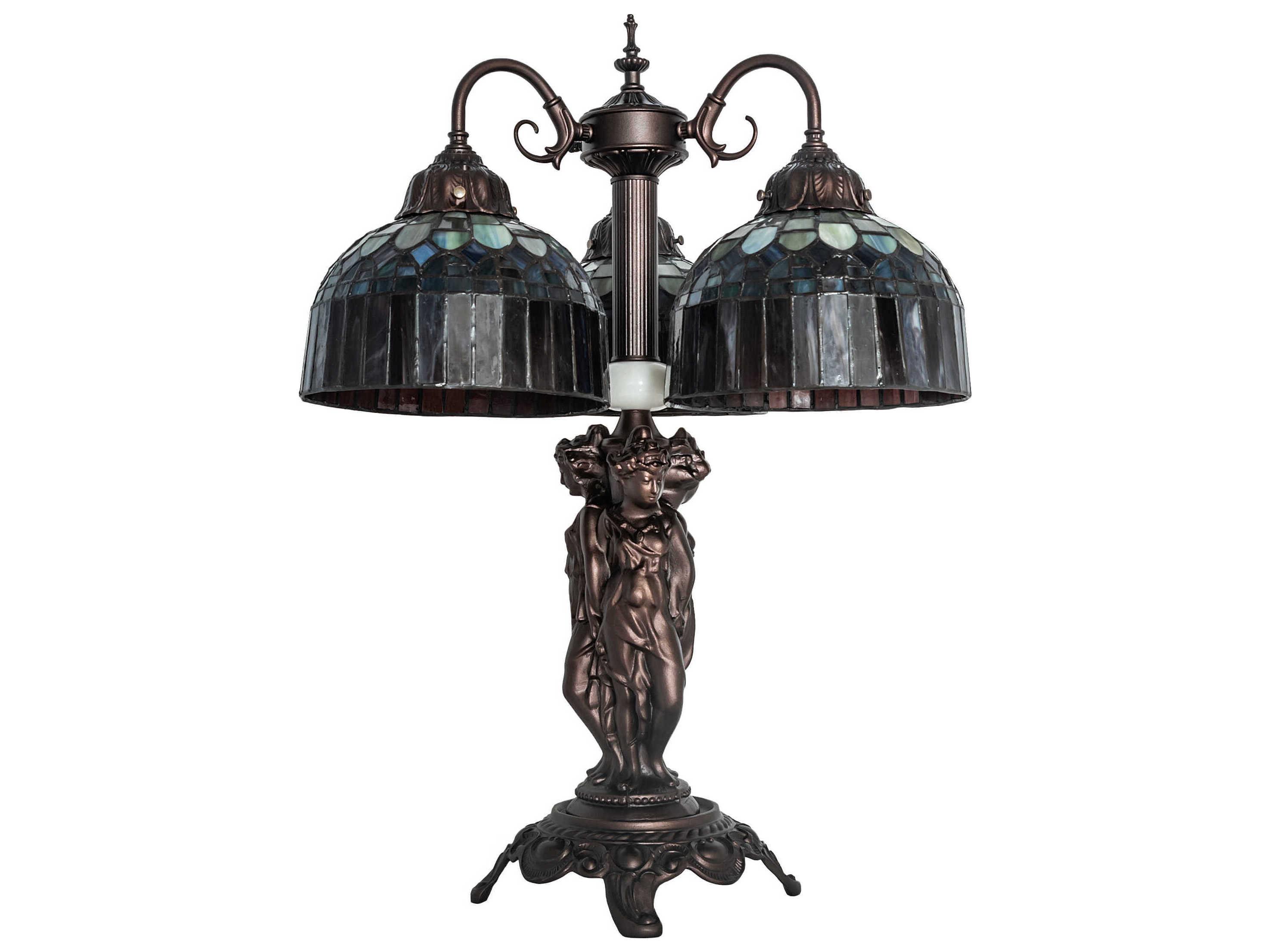 Meyda Tiffany Candice Mahogany Bronze Glass Table Lamp