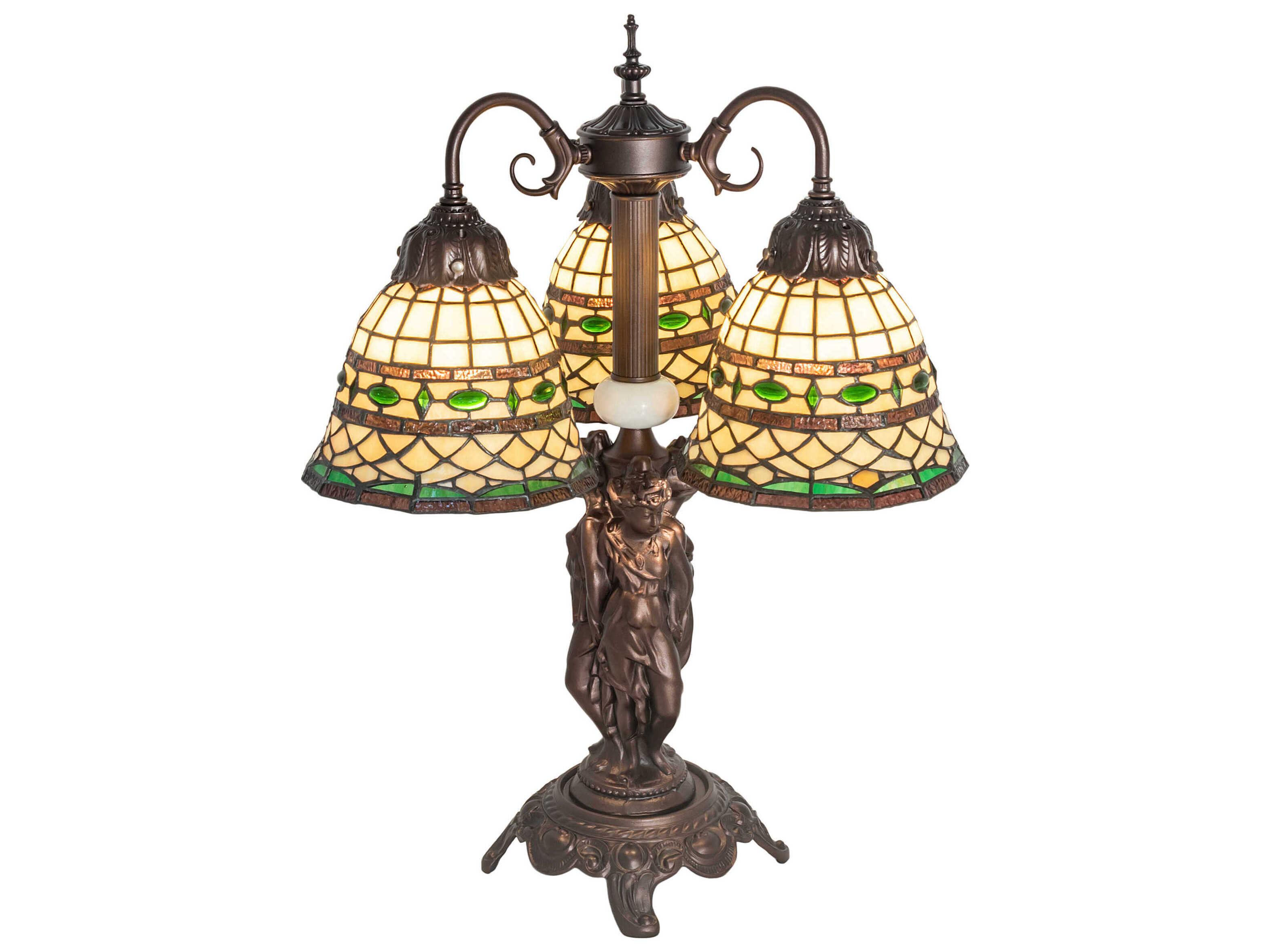 Meyda Tiffany Roman Mahogany Bronze Glass Table Lamp