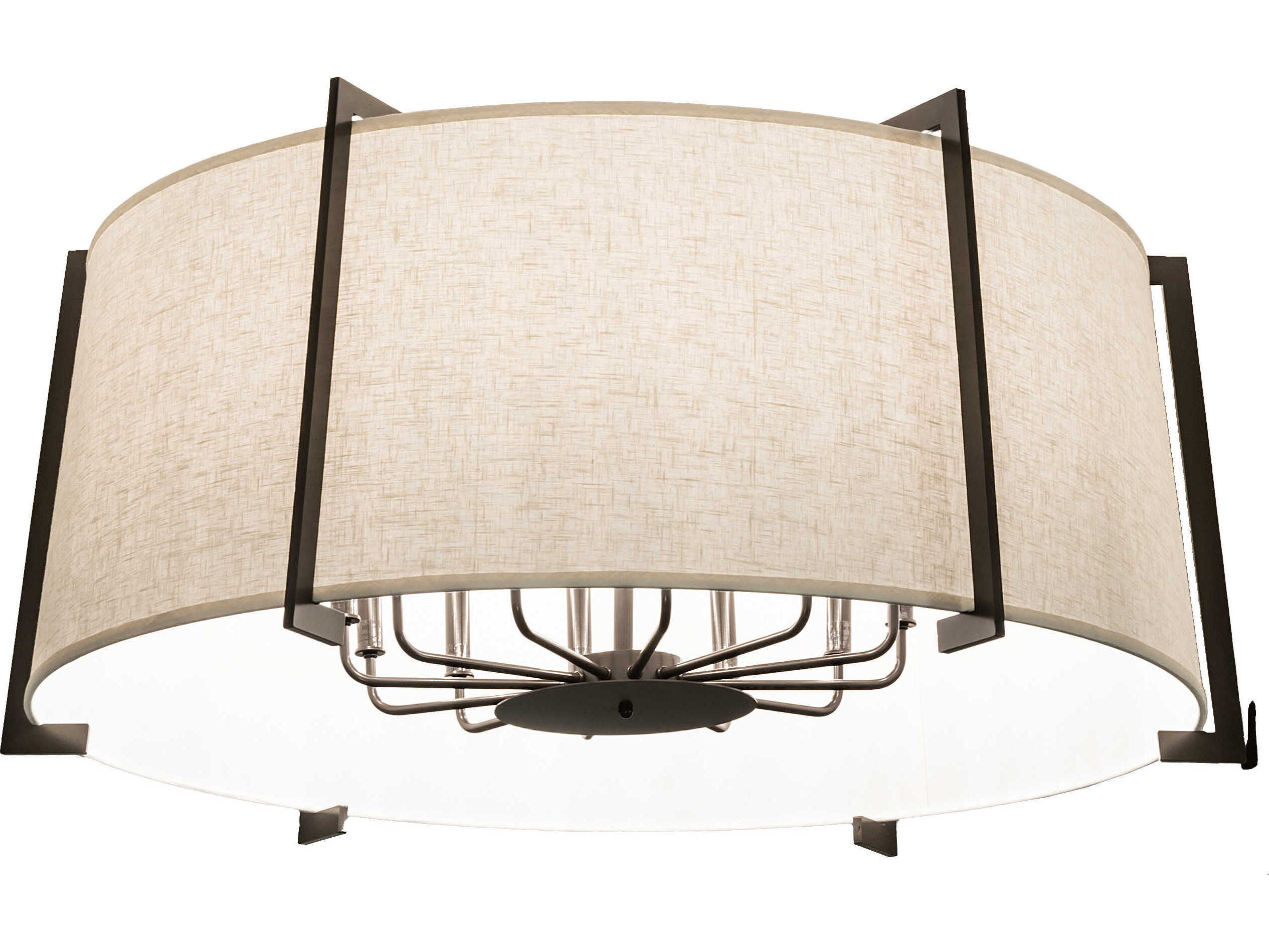 Meyda Cilindro 12-Light Timeless Bronze White LED Drum Semi Flush Mount