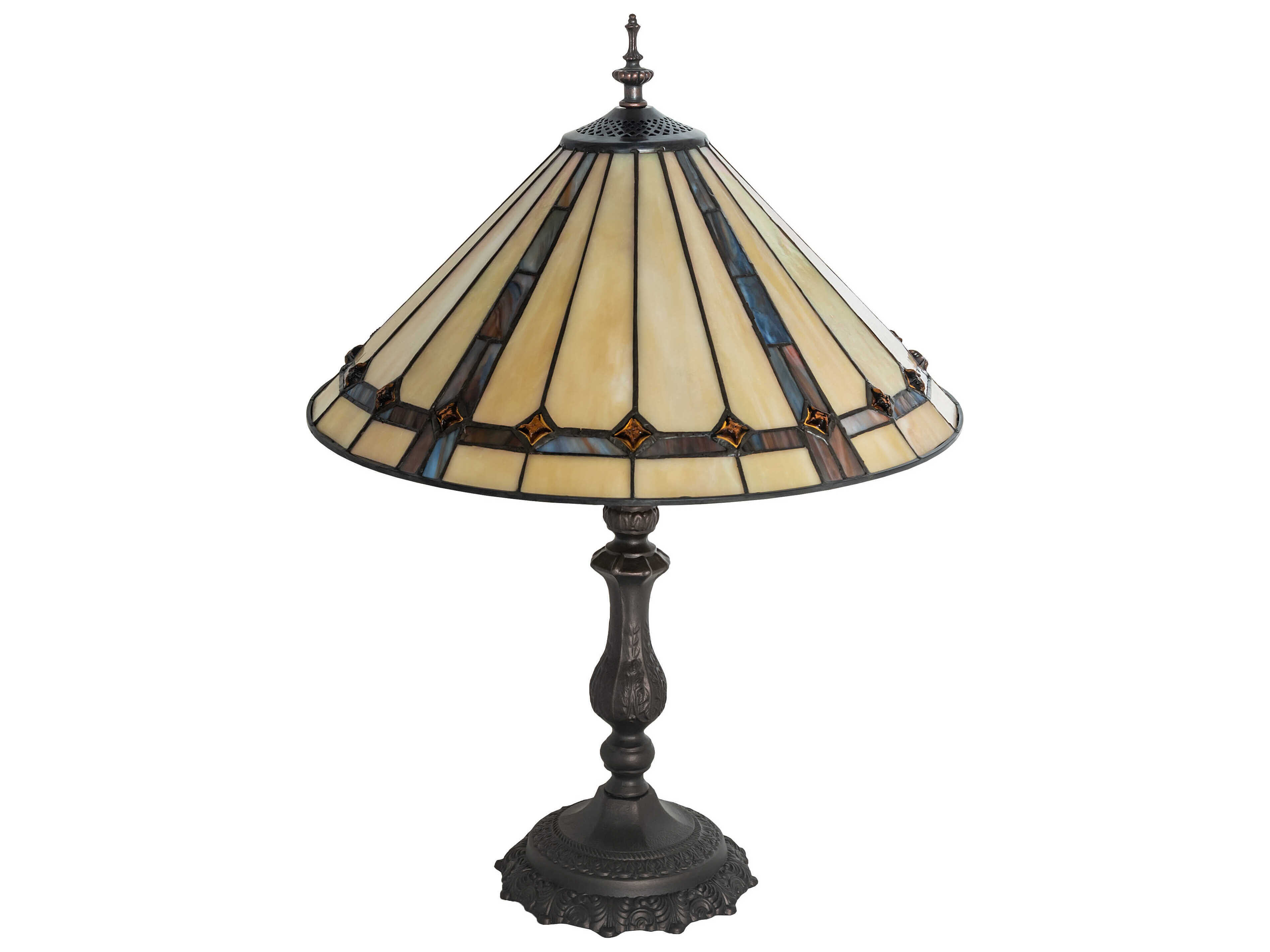 Meyda Belvidere Mahogany Bronze Glass Tiffany Table Lamp