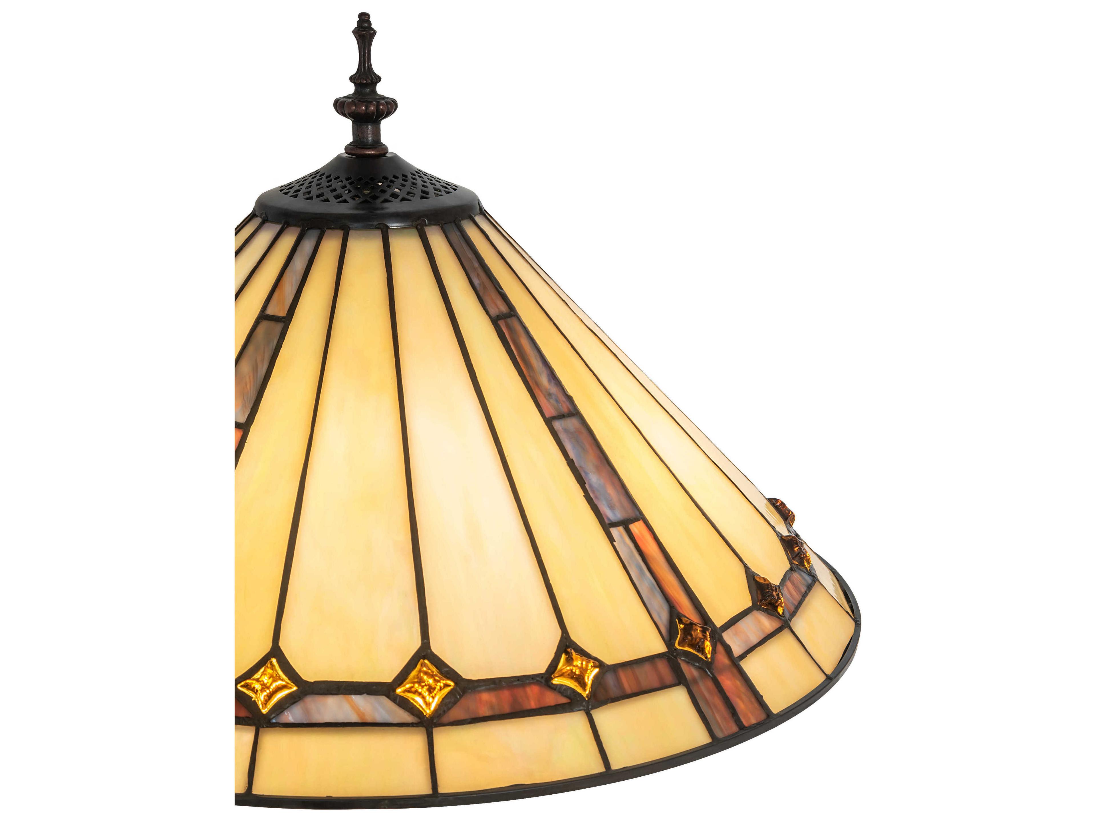 Meyda Belvidere Mahogany Bronze Glass Tiffany Table Lamp