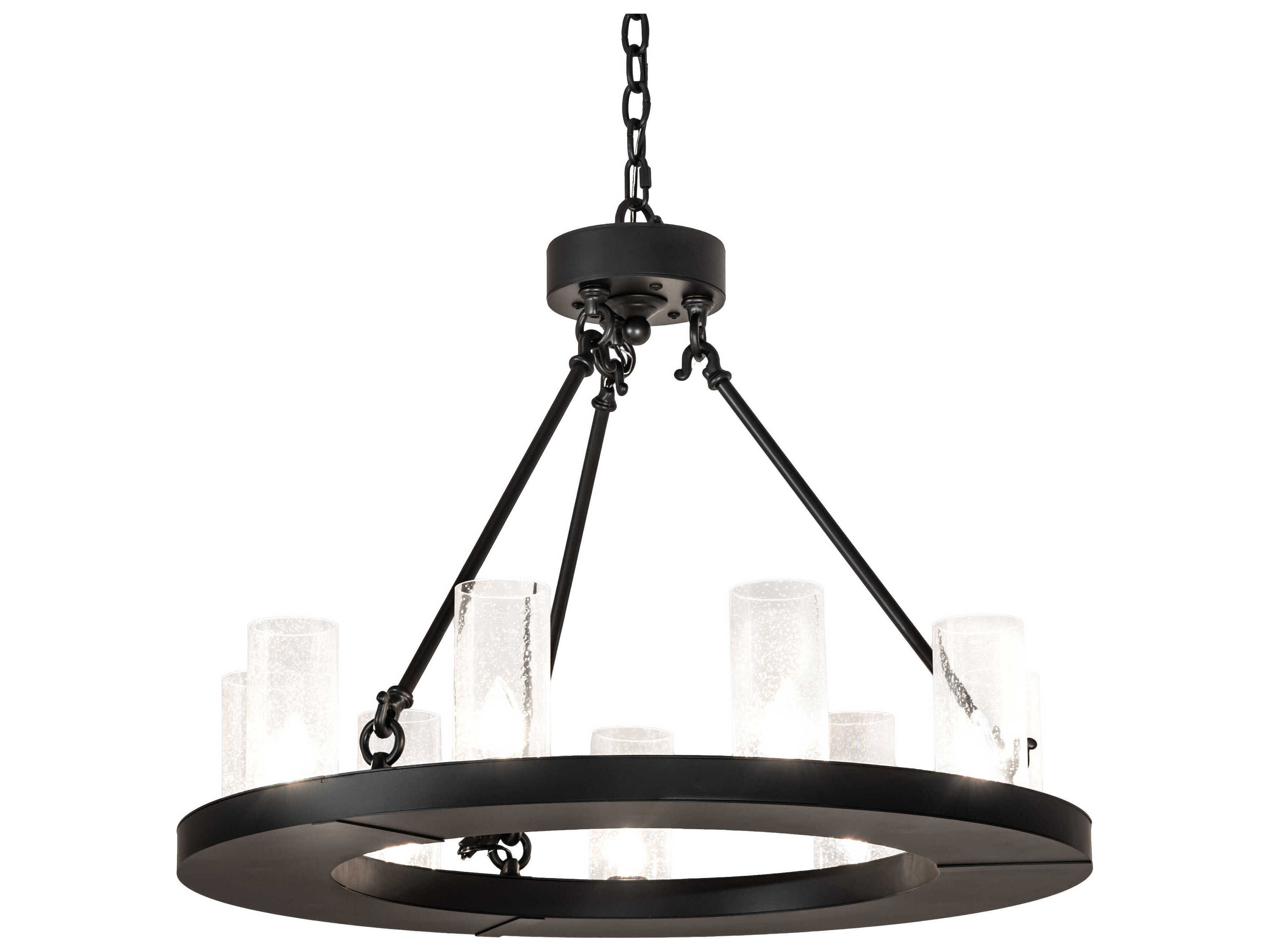 Meyda Loxley 9-Light Black Glass Cylinder Chandelier
