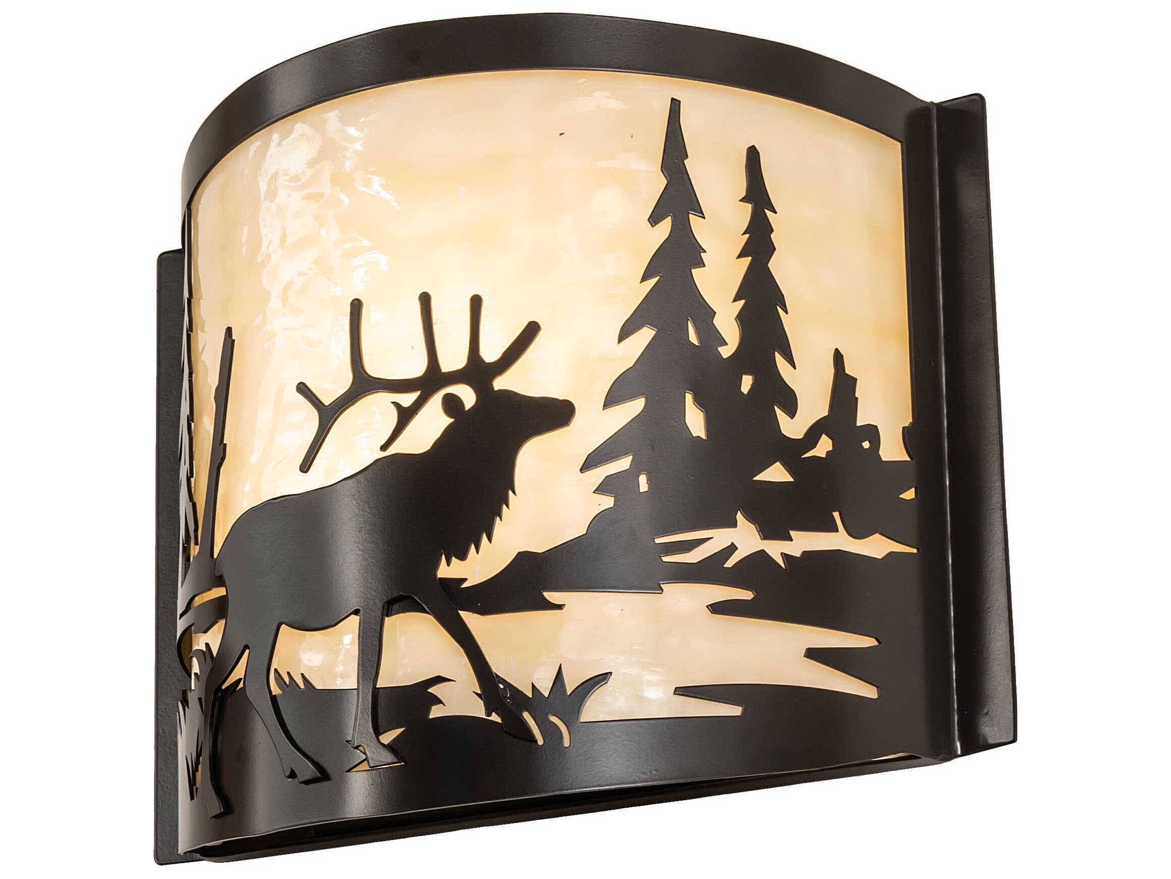 Meyda Elk At Lake 1-Light Timeless Bronze Silver Wall Sconce