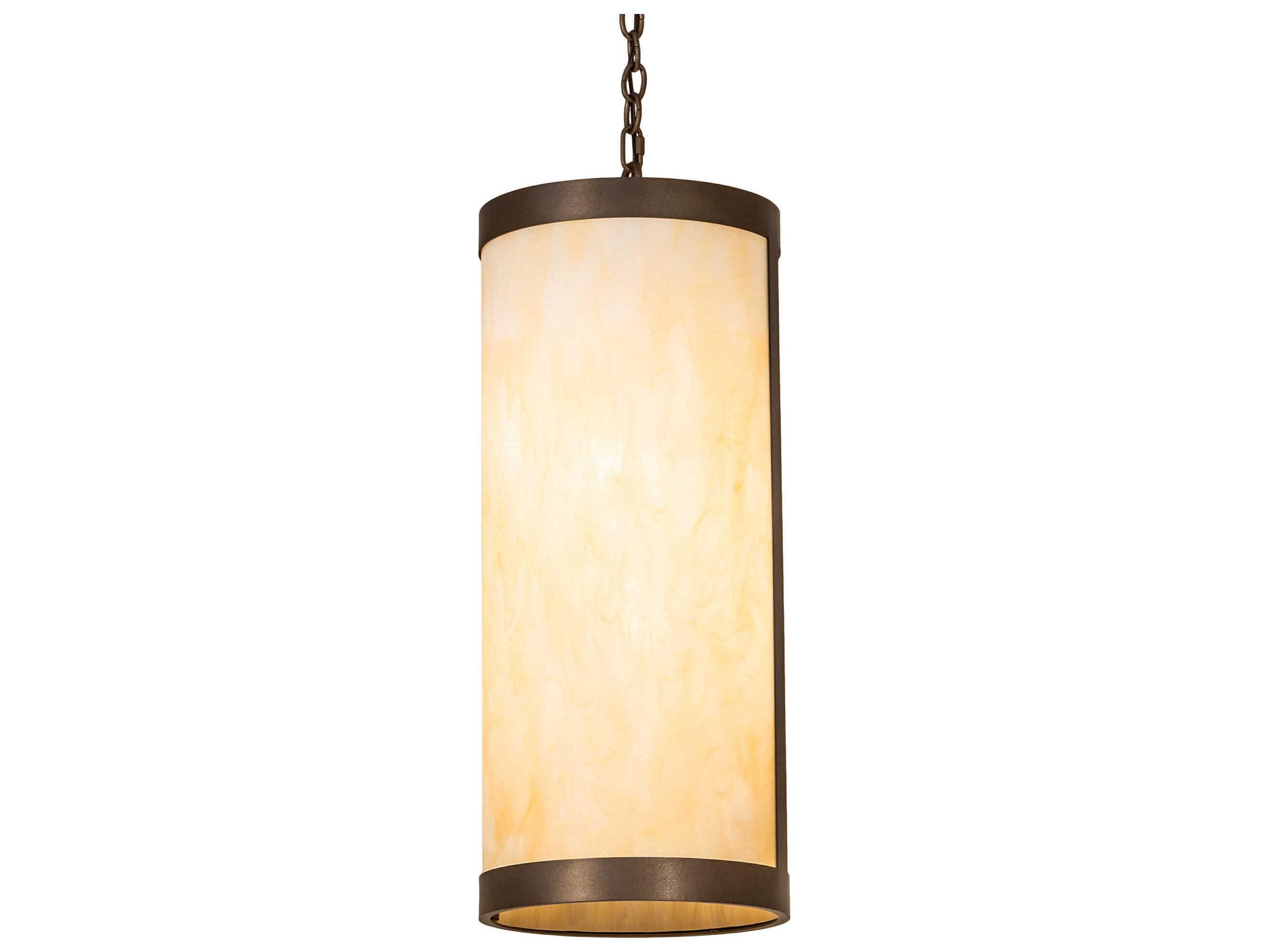 Meyda Cartier 2-Light Bronze Brown Glass Cylinder Pendant