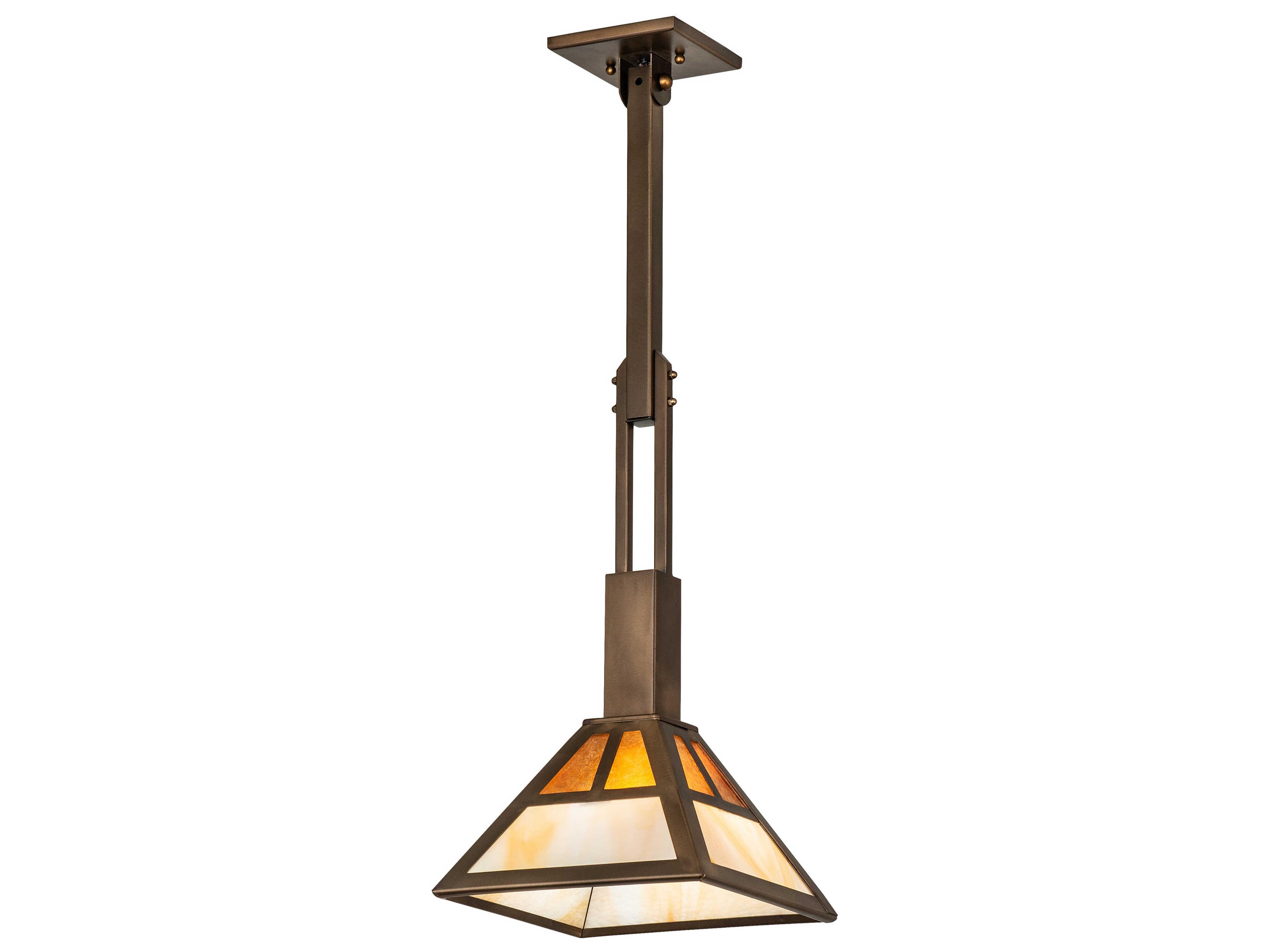 Meyda Mission 1-Light Antique Copper Glass Pendant