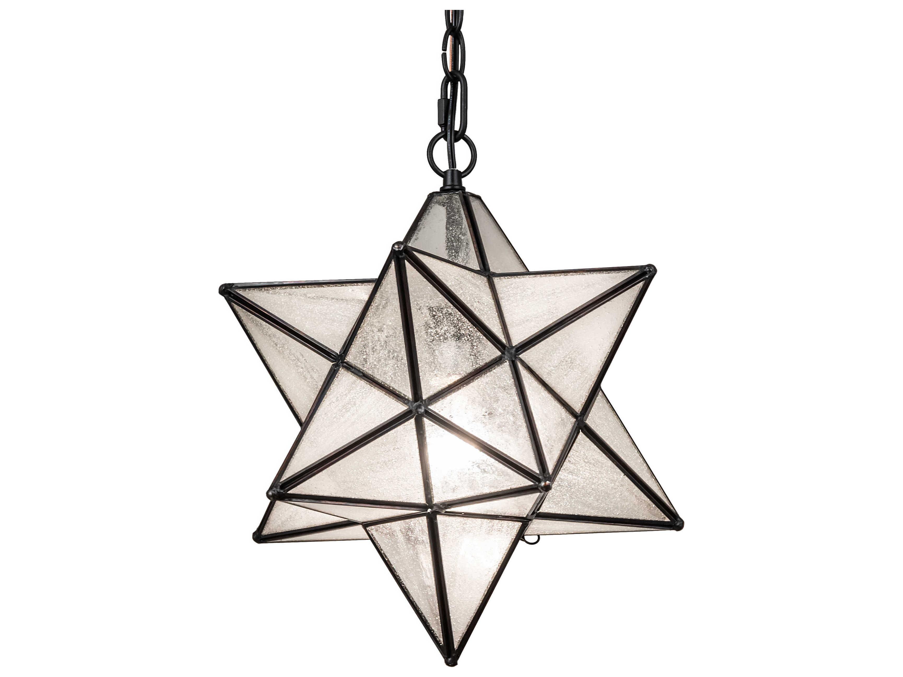 Meyda Moravian Star 1-Light Black Glass Geometric Mini Pendant