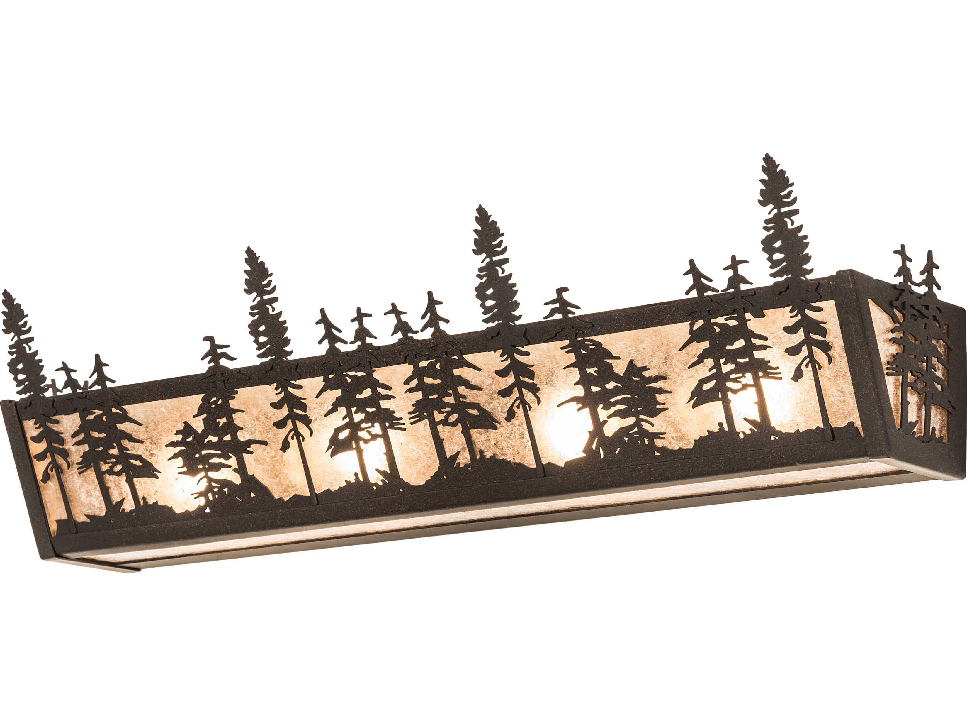 Meyda Tall Pines 4-Light Brown Glass Vanity Light