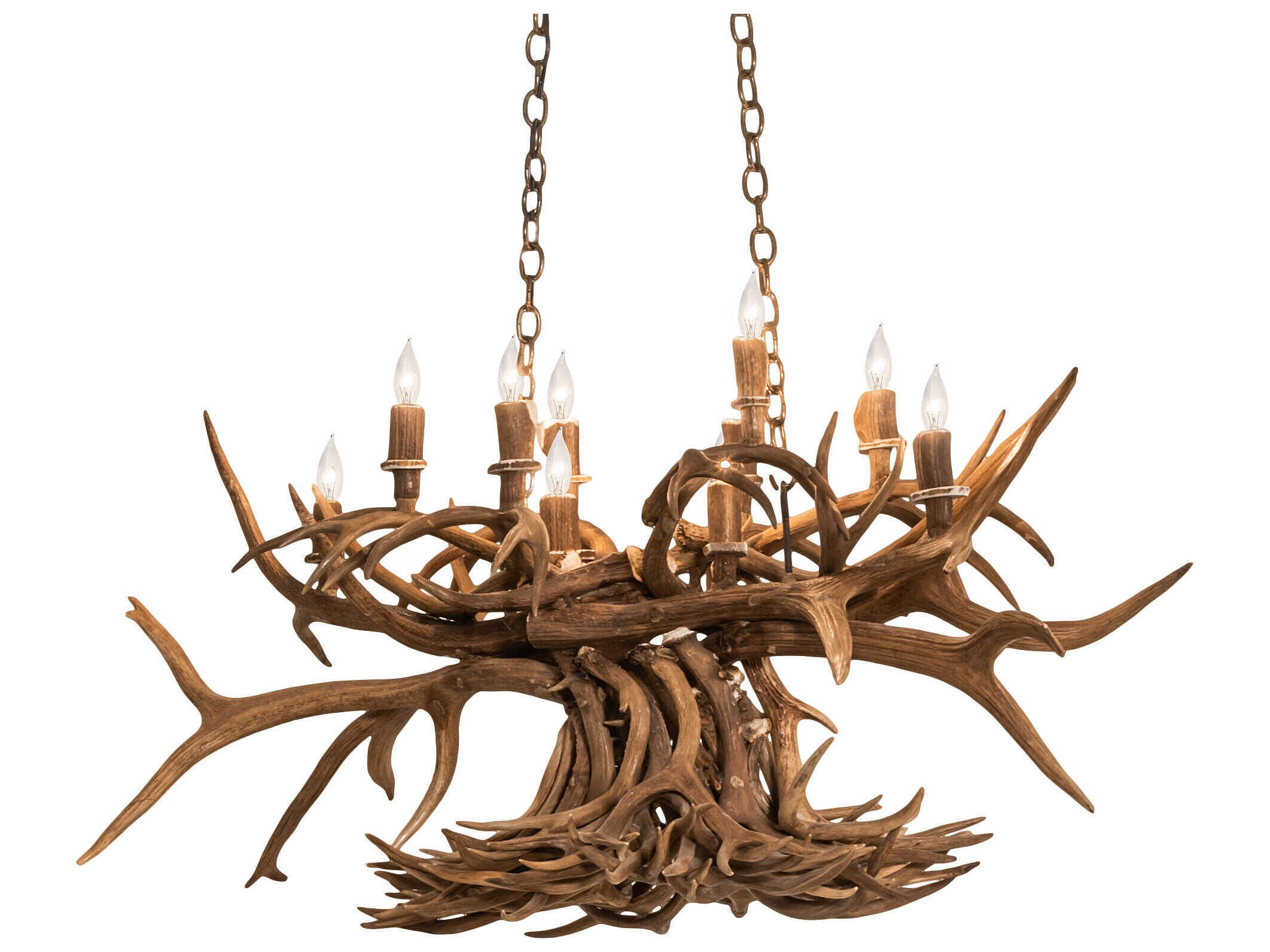 Meyda Antlers 10-Light Antique Copper Island Pendant