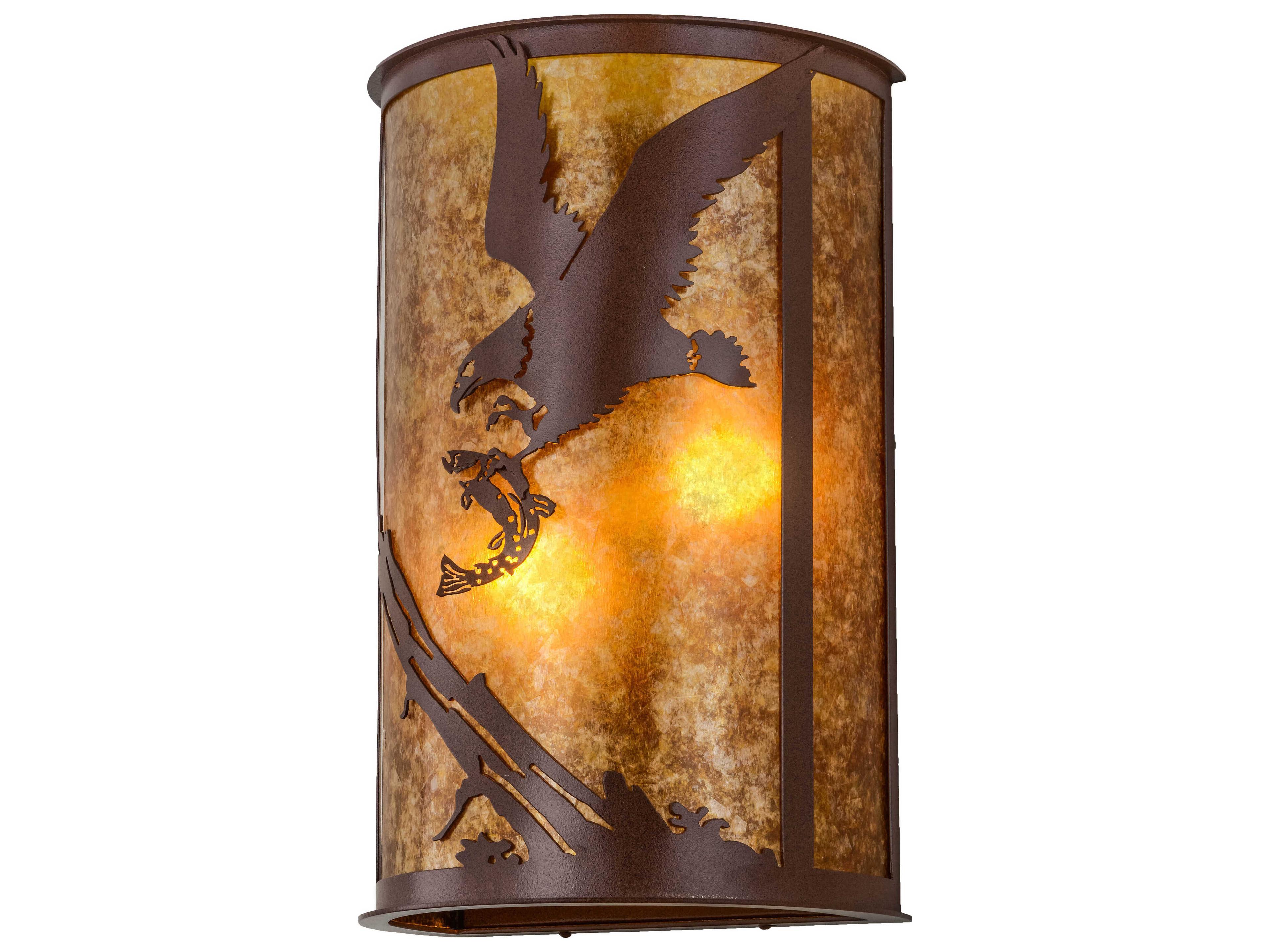 Meyda Strike Of The Eagle 2-Light Rust Bronze Glass Wall Sconce