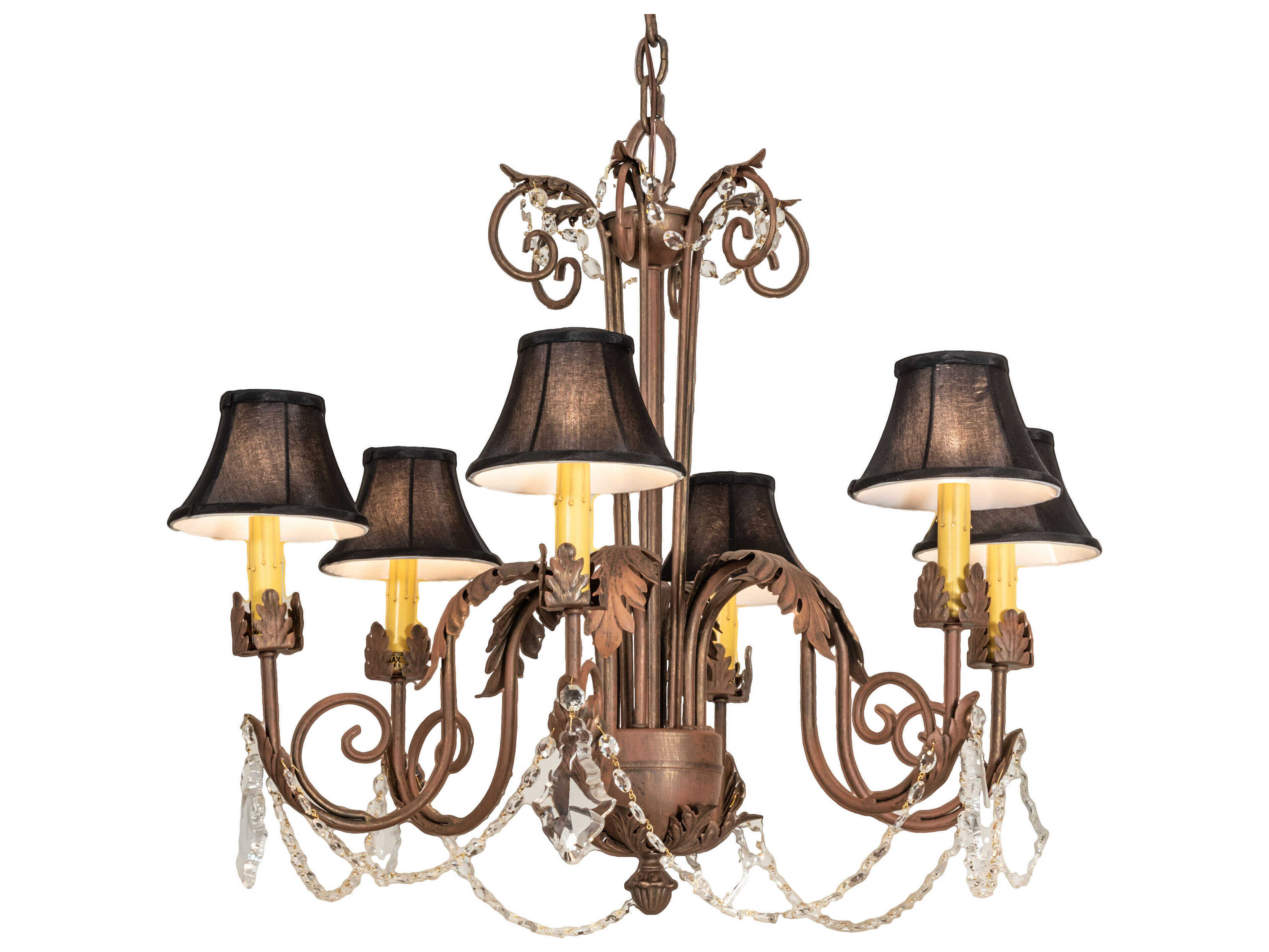 Meyda Lindsay 6-Light Black Crystal Candelabra Empire Chandelier