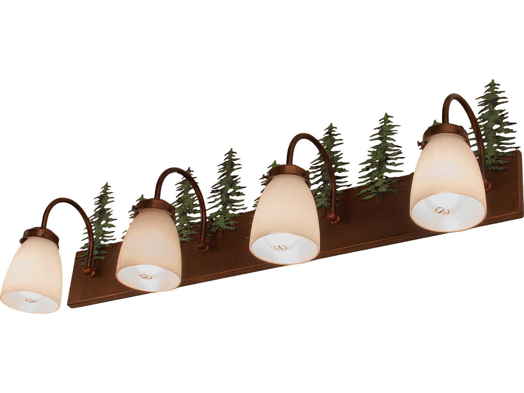 Meyda Tall Pines 3-Light Vintage Copper Brown Glass Vanity Light