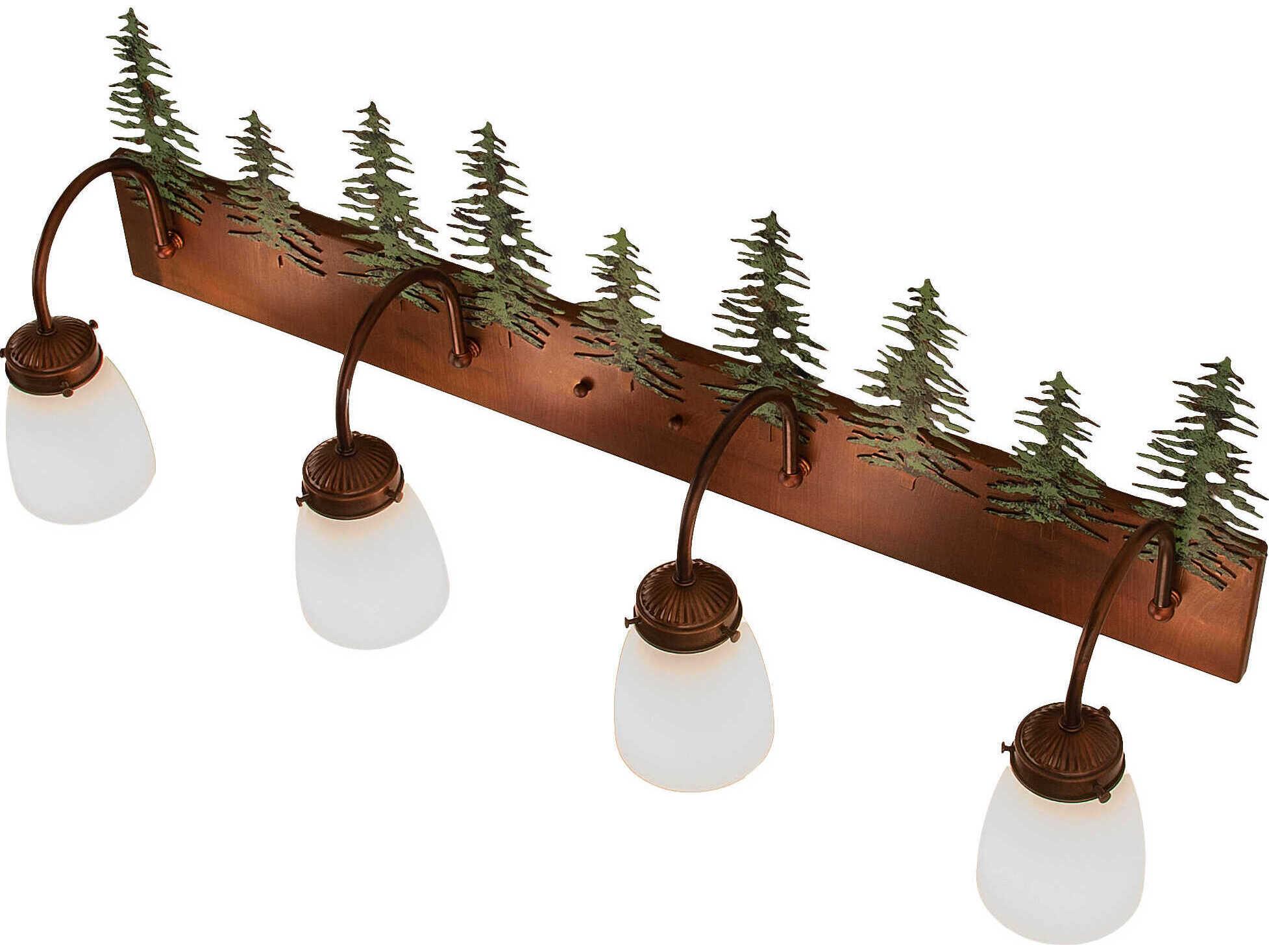 Meyda Tall Pines 3-Light Vintage Copper Brown Glass Vanity Light