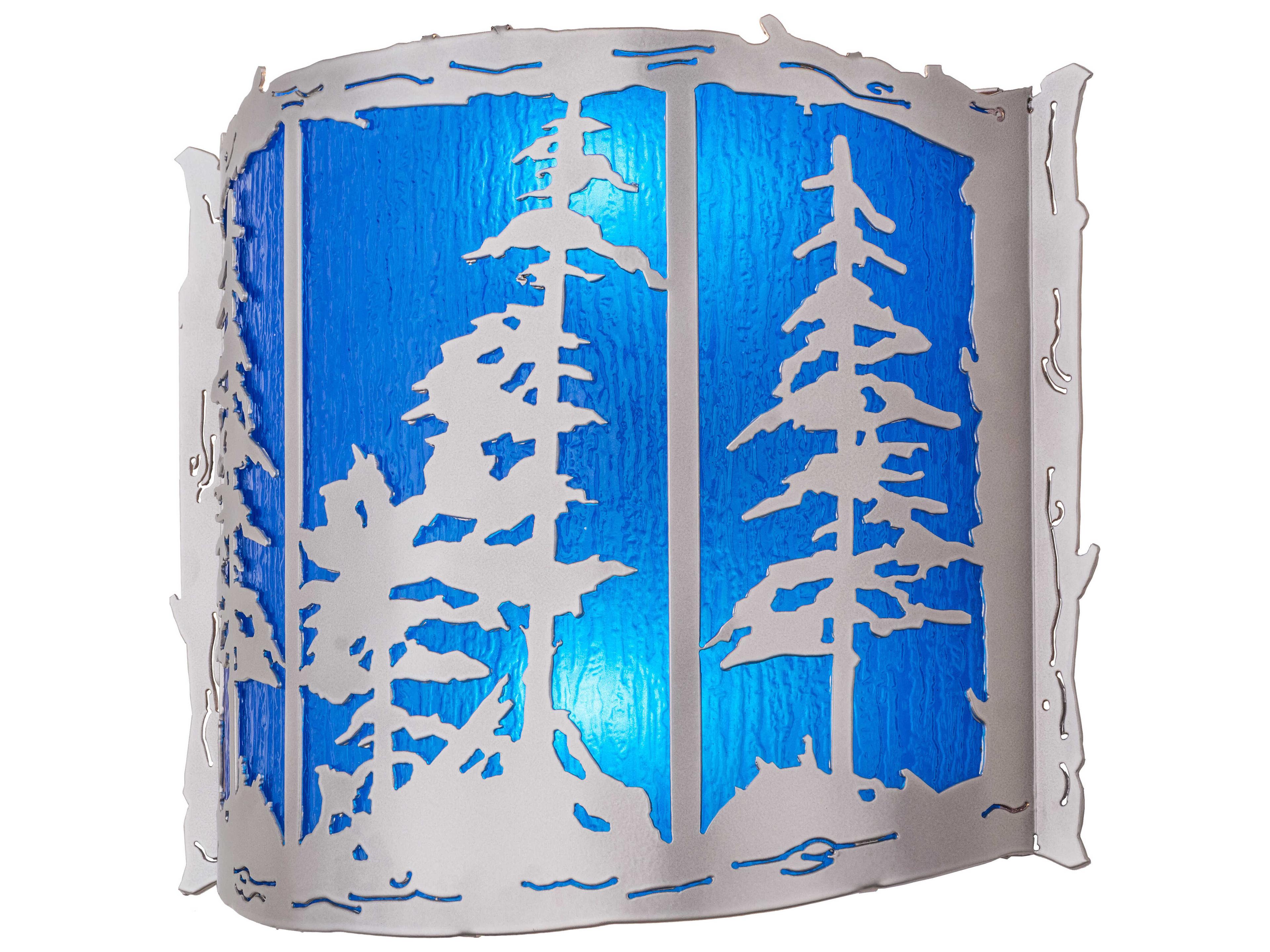 Meyda Pines 2-Light Nickel Blue Wall Sconce