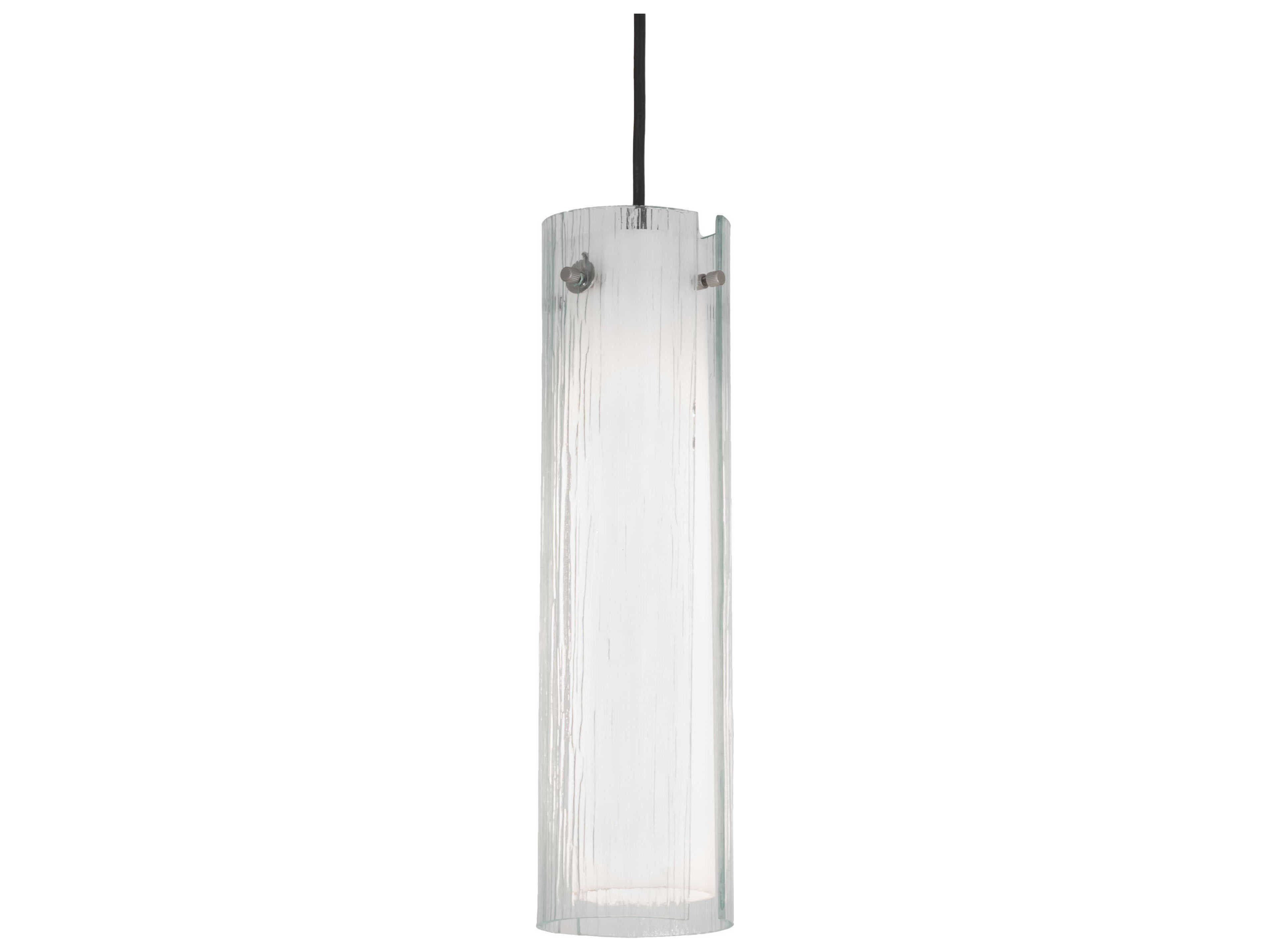 Meyda Cilindro 1-Light Nickel Glass Cylinder Mini Pendant