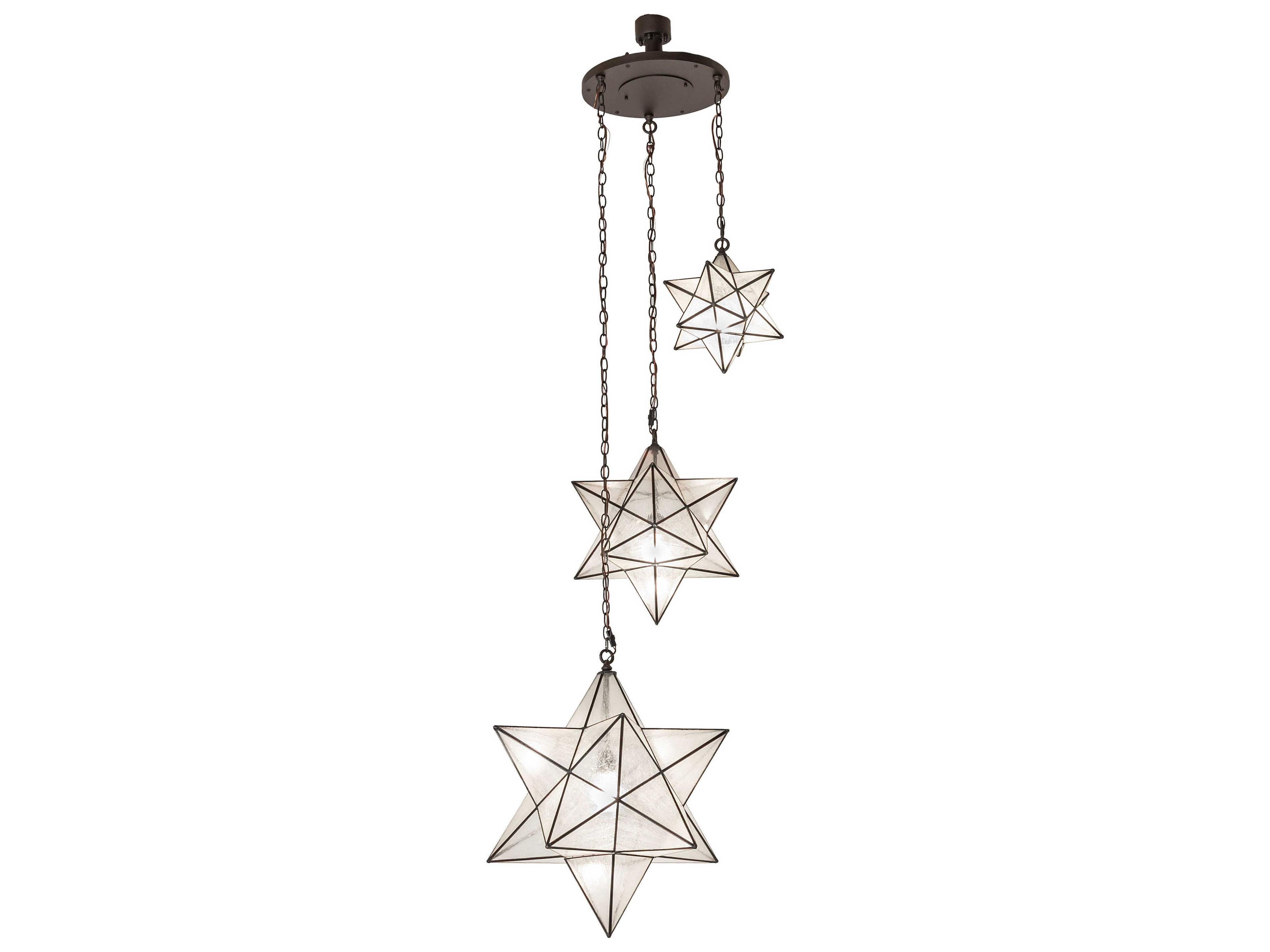 Meyda Moravian Star 3-Light Oil Rubbed Bronze Glass Geometric Pendant