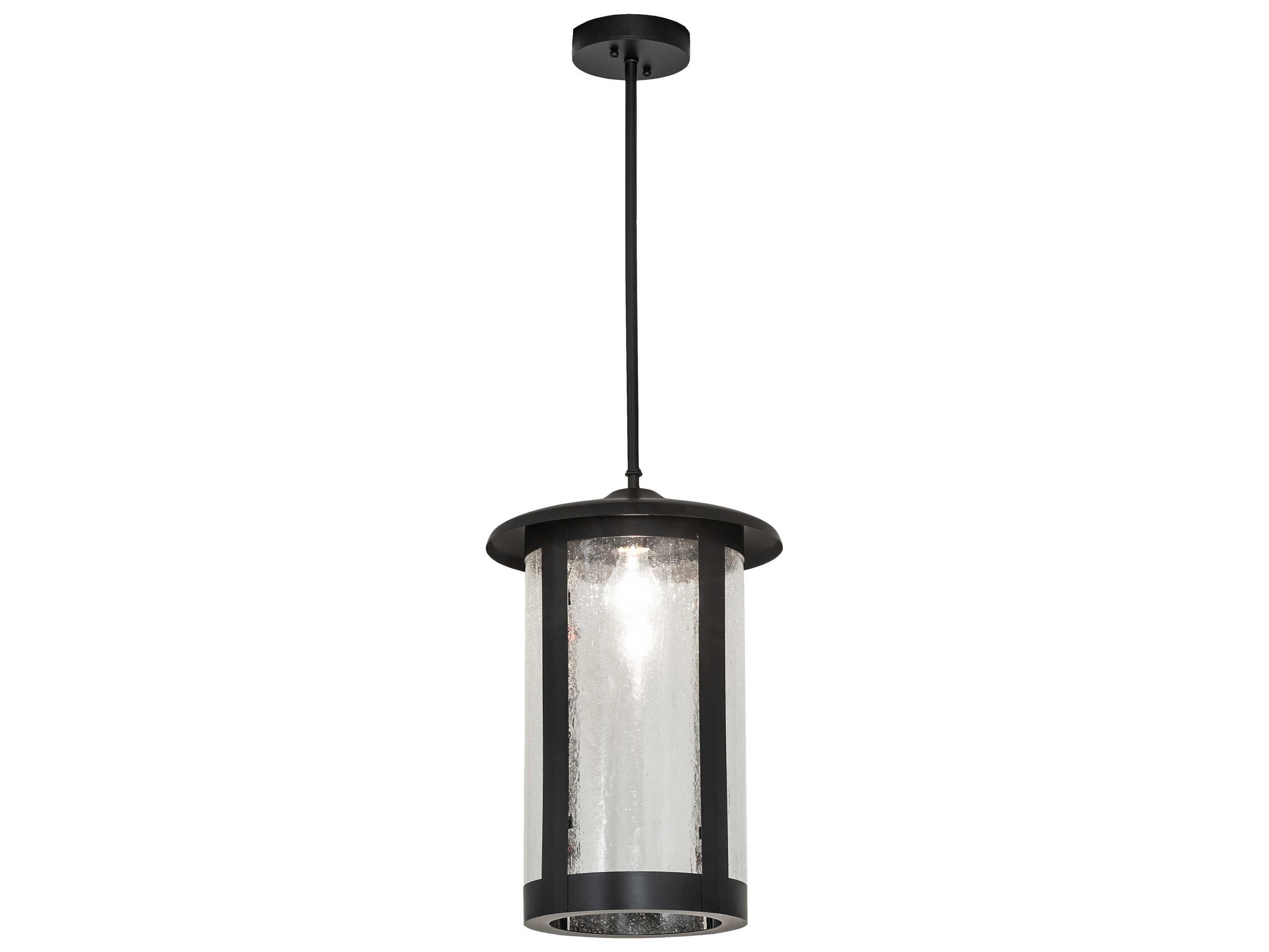 Meyda Fulton 1-Light Black Glass Cylinder Mini Pendant