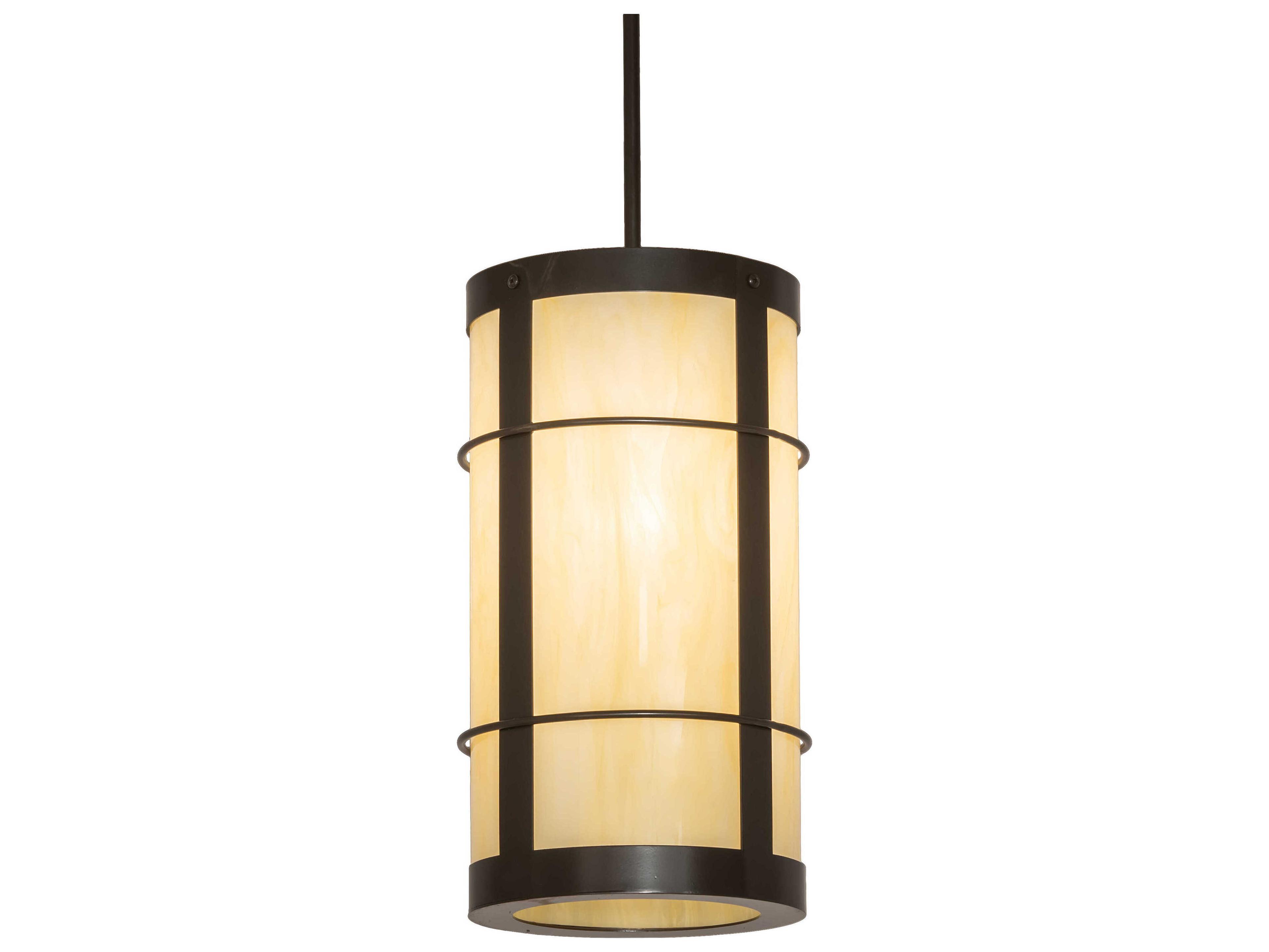 Meyda Villa 1-Light Timeless Bronze Cylinder Mini Pendant
