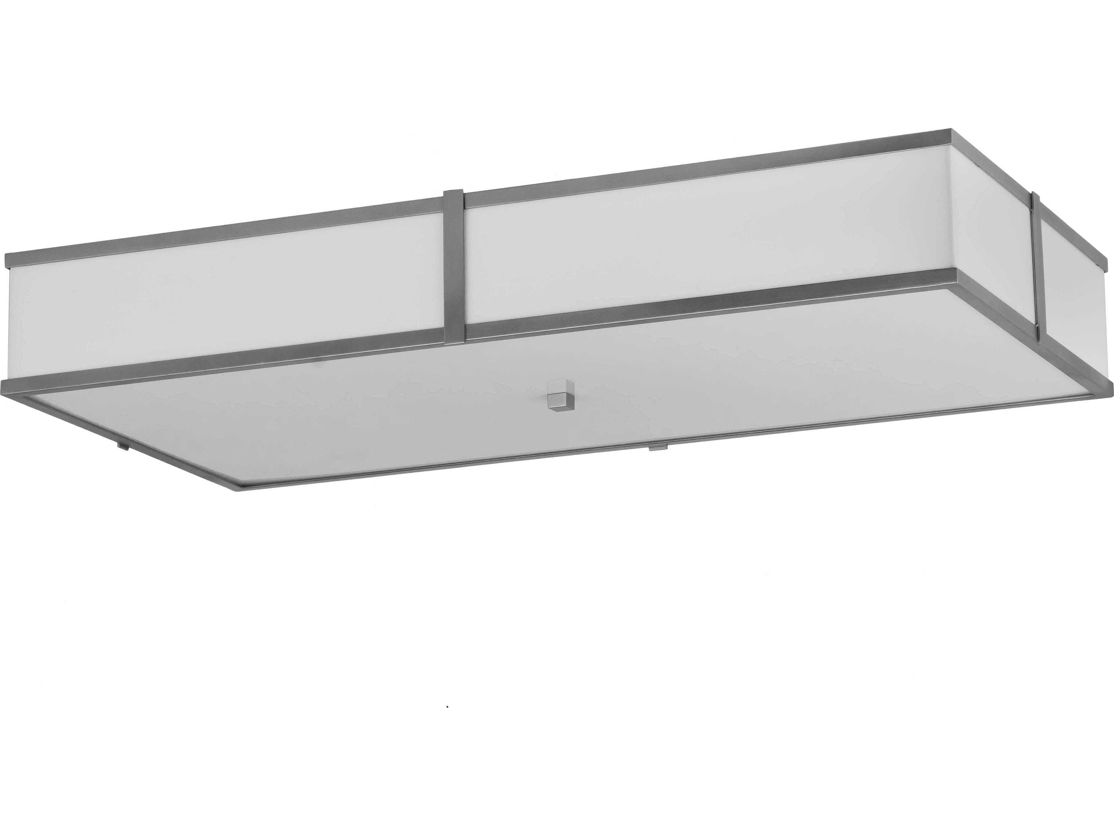 Meyda Quadrato 4-Light Nickel White Geometric Flush Mount