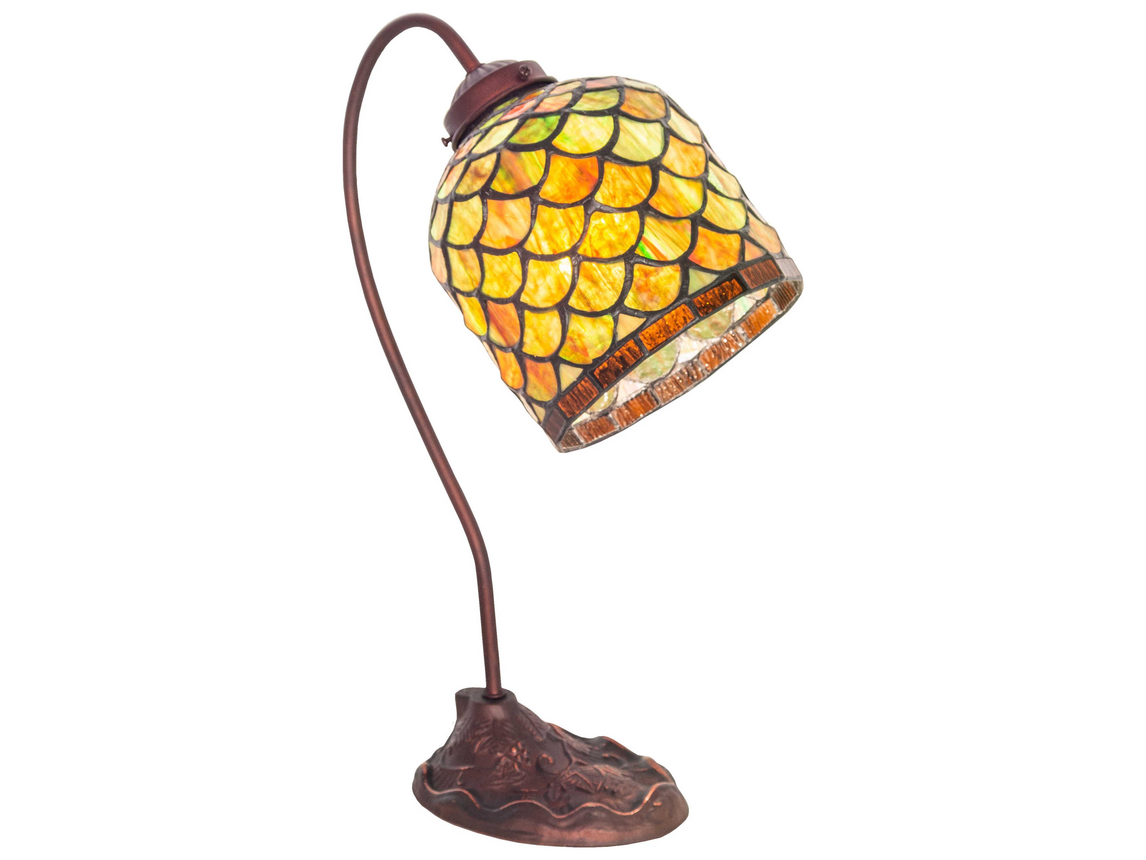 Meyda Acorn Mahogany Bronze Glass Tiffany Desk Lamp