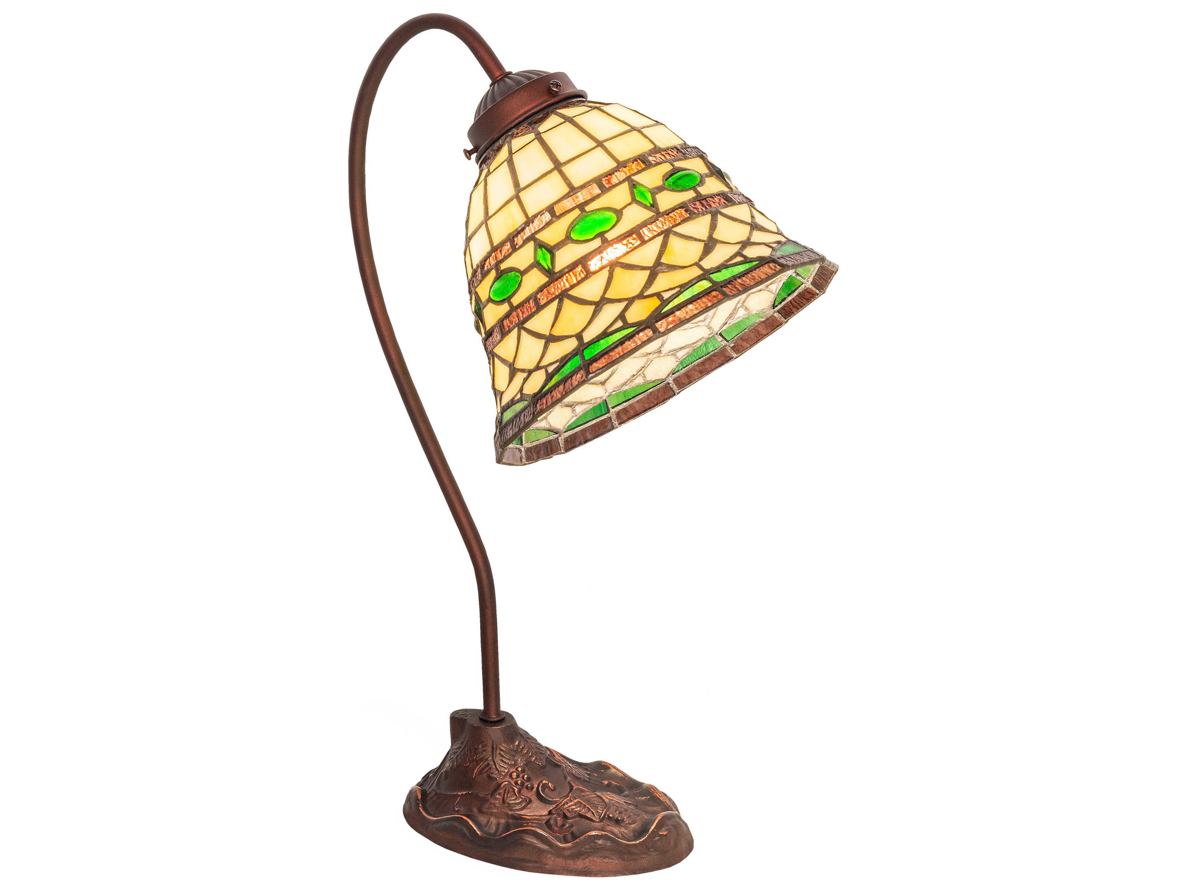 Meyda Tiffany Roman Mahogany Bronze Glass Desk Lamp