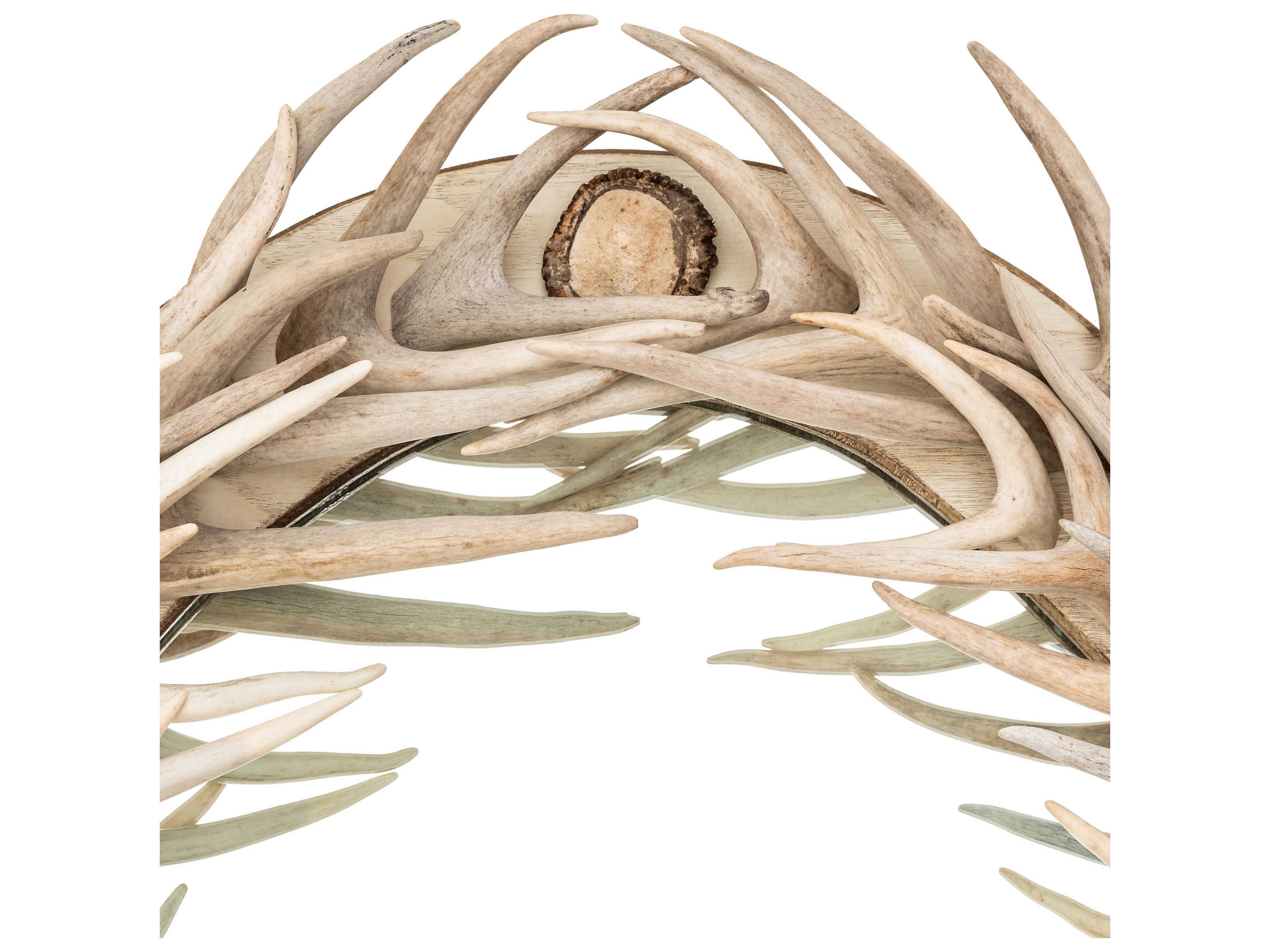 Meyda Antlers Beige Oval Wall Mirror