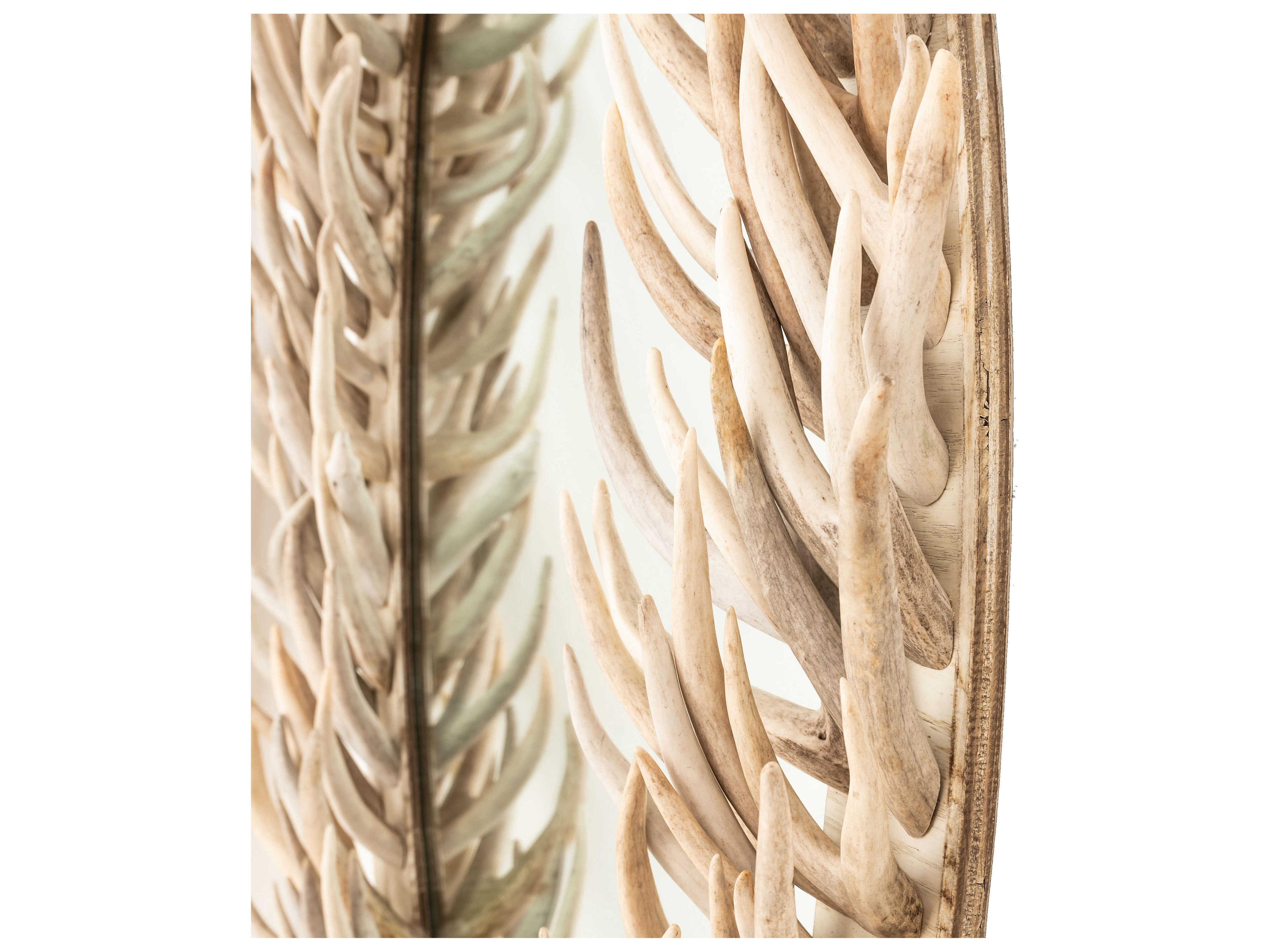 Meyda Antlers Beige Oval Wall Mirror